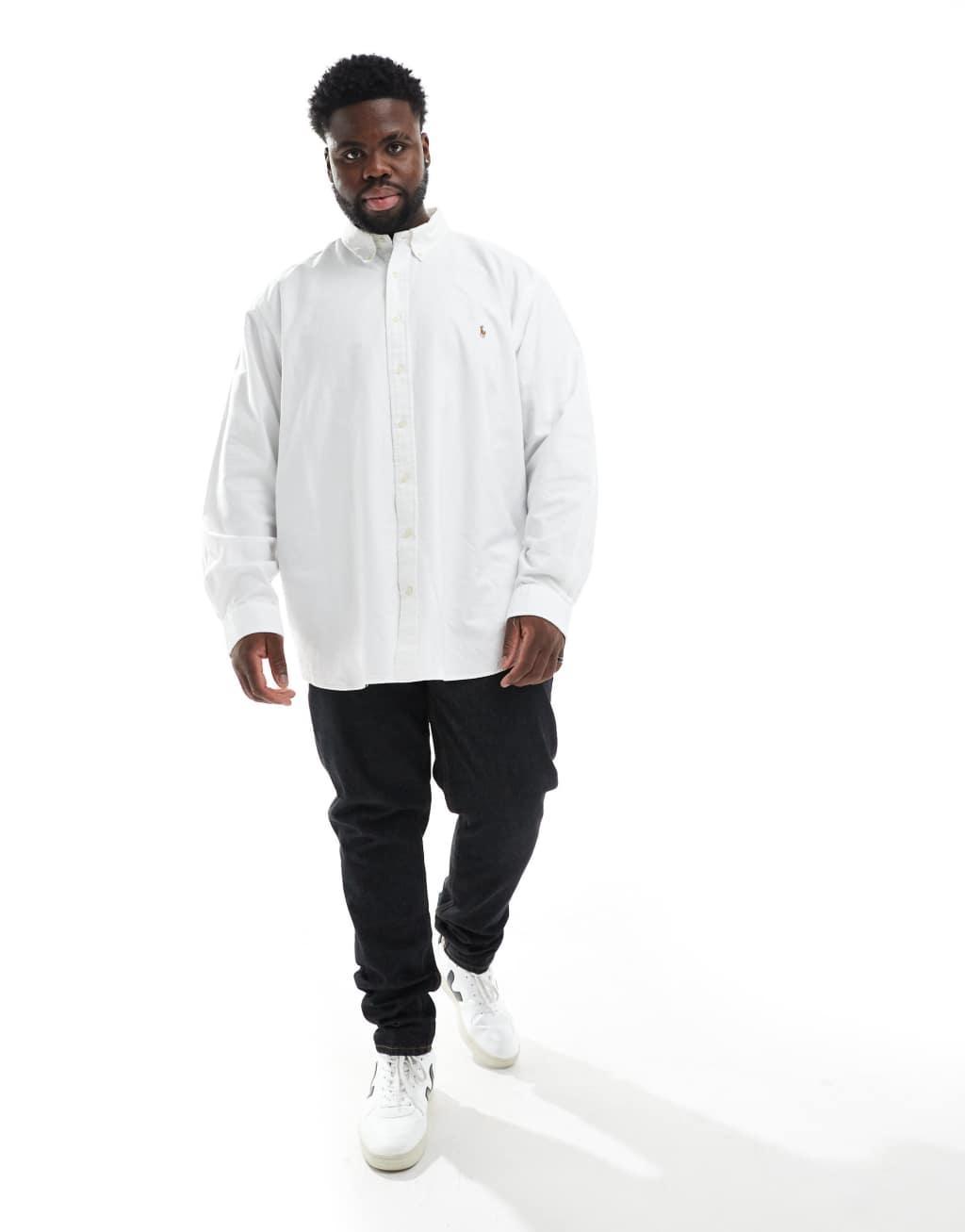 Polo Ralph Lauren Big & Tall icon logo oxford shirt in blue Product Image
