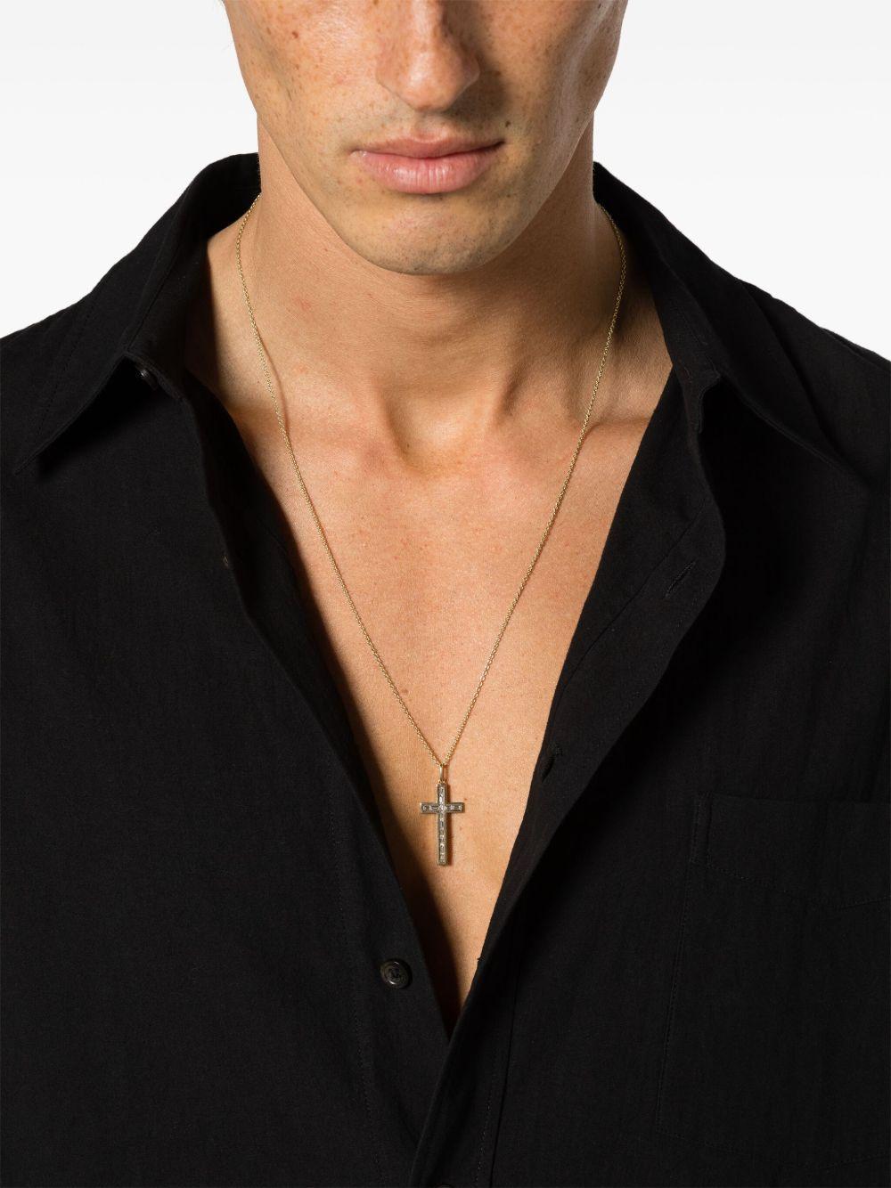 14kt yellow-gold diamond cross-pendant necklace Product Image