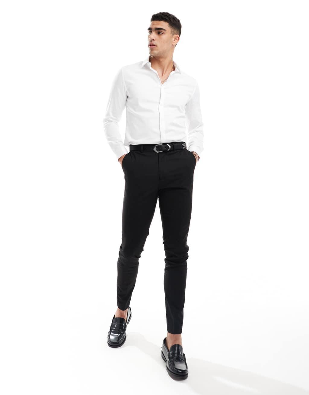 ASOS DESIGN slim fit sateen shirt in white  Product Image