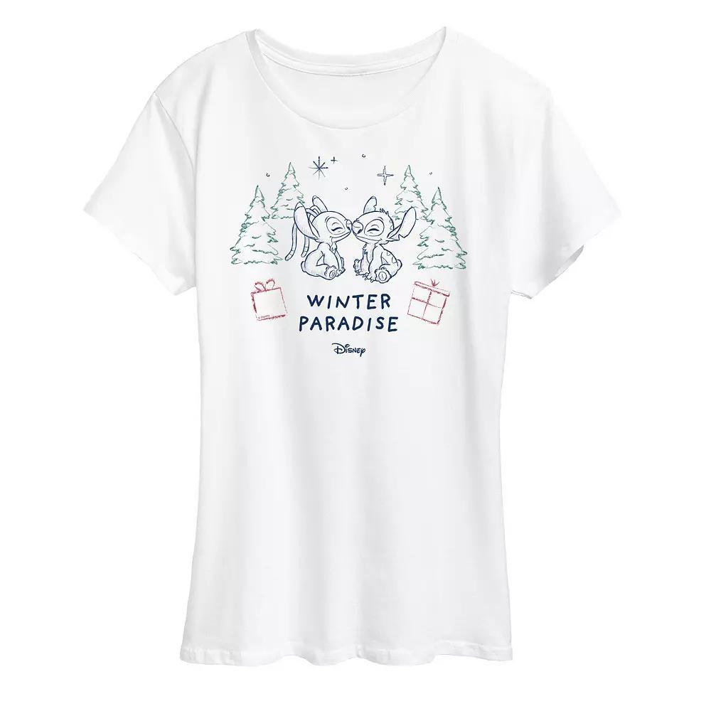 Disneys Lilo and Stitch Womens Winter Paradise Graphic Tee Product Image