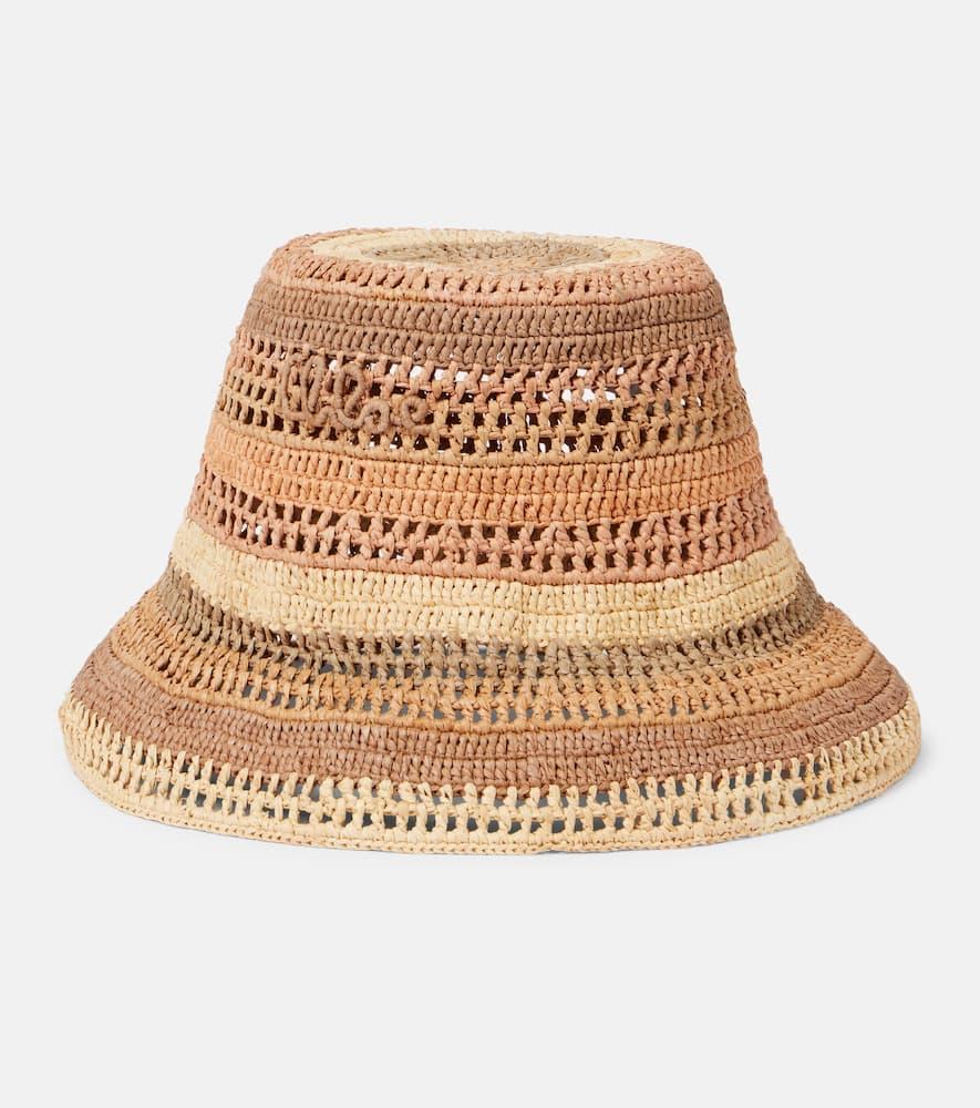CHLOÉ Sunset Embroidered Striped Raffia Hat In 2ya Multi Beige 1 Product Image