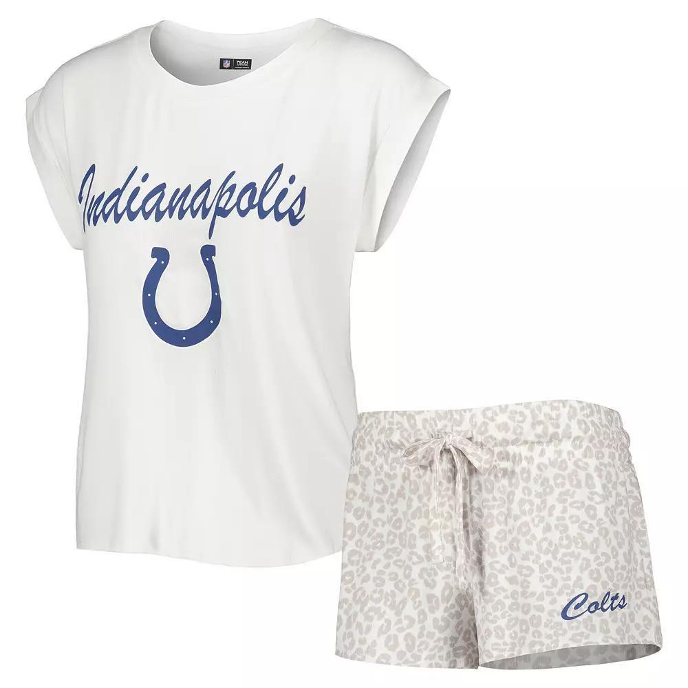 Women's Concepts Sport White/Cream Indianapolis Colts Montana Knit T-Shirt & Shorts Sleep Set, Size: Large Product Image