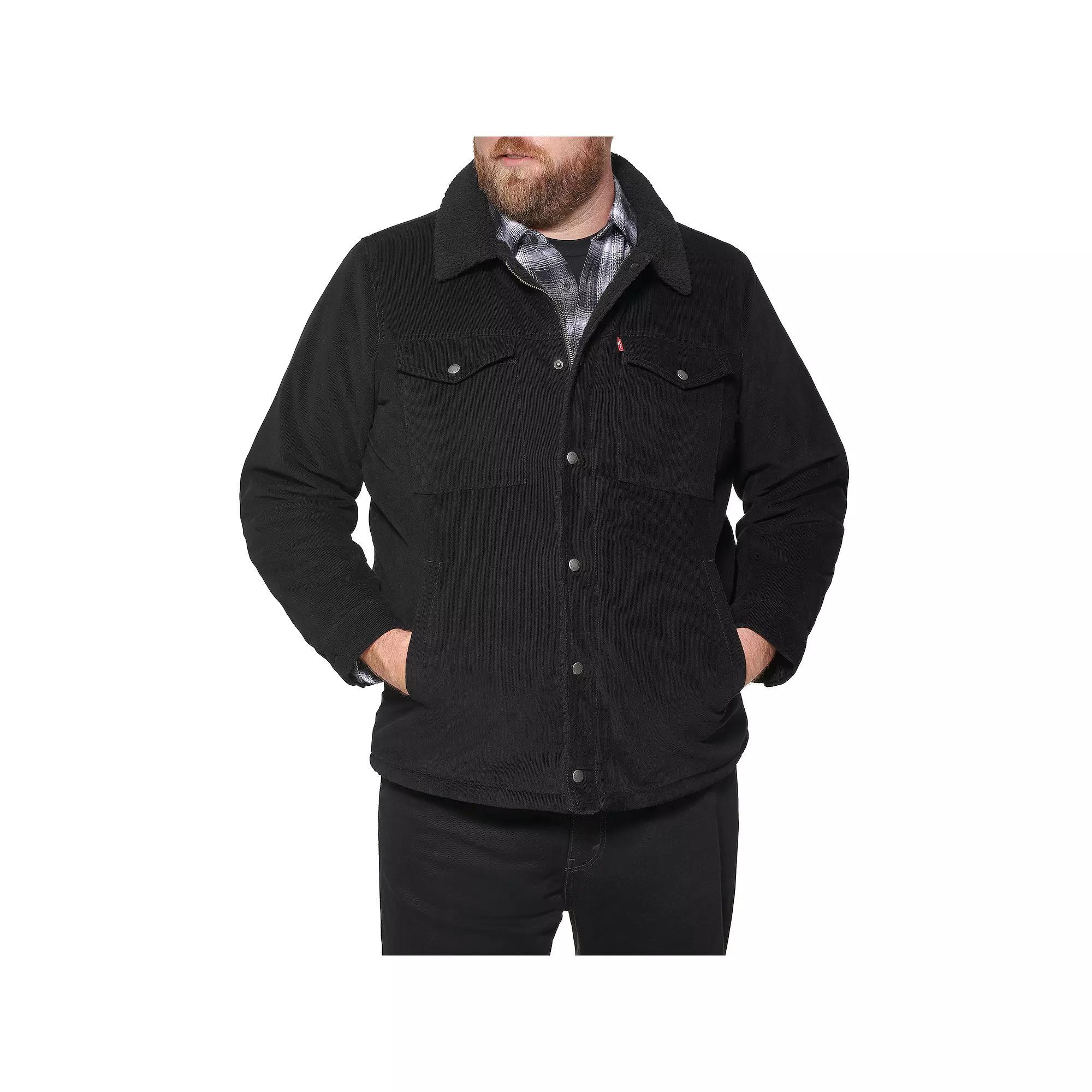 Big & Tall Levi's® Classic Corduroy Sherpa-Lined Trucker Jacket, Men's, Size: Large Tall, Black Product Image