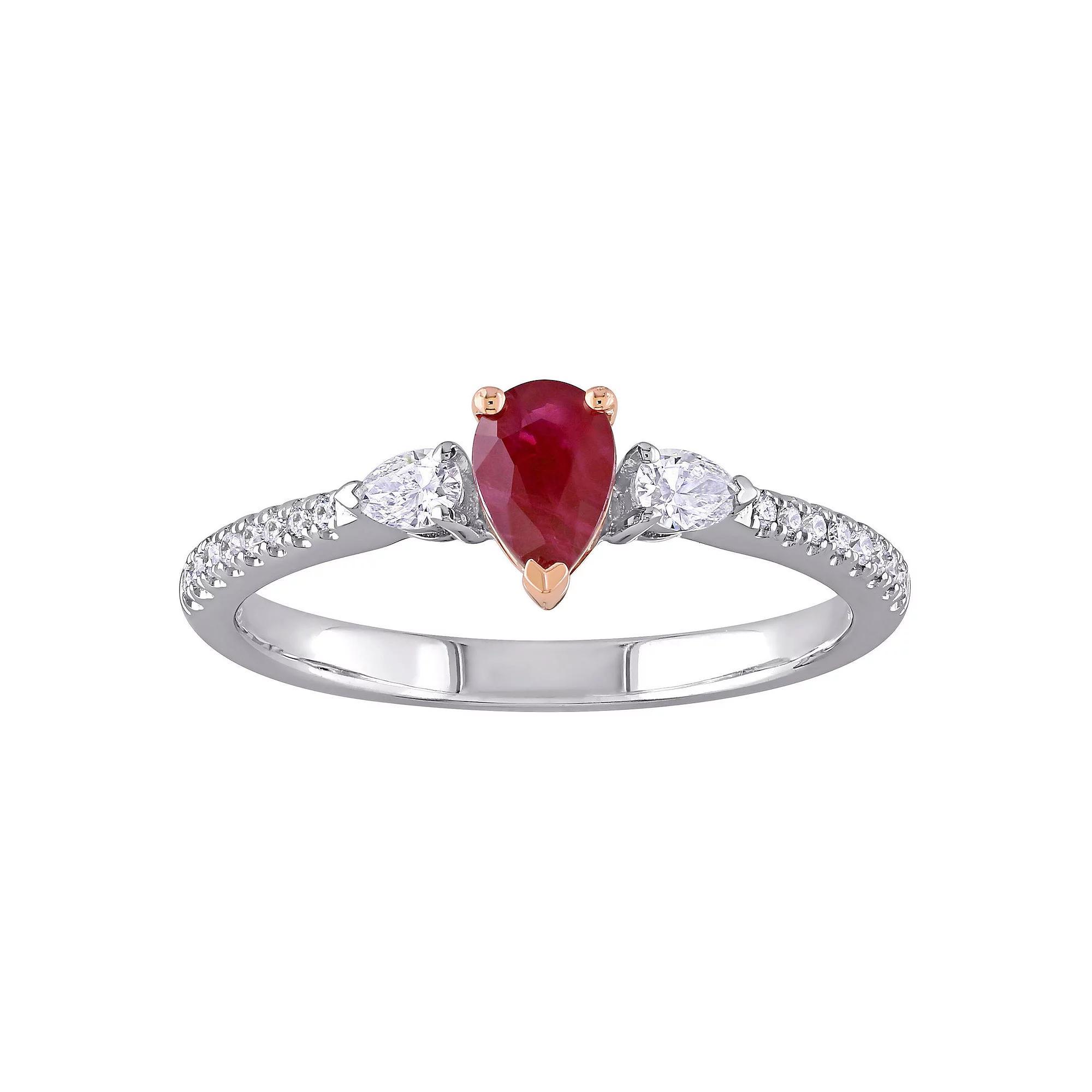 Stella Grace 14k Two Tone Gold Ruby & 1/4 Carat T.W. Diamond Ring, Womens Product Image