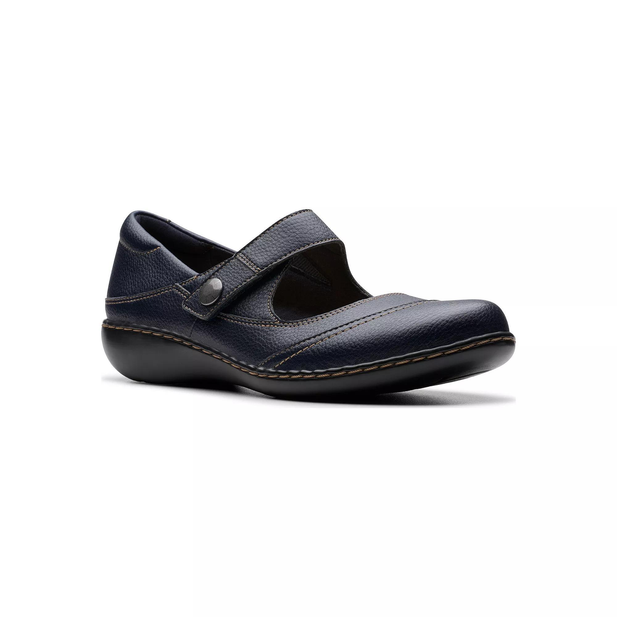 Clarks® Ashland Elayne Women's Leather Mary Jane Shoes, Size: 9.5, Blue Tumbled Product Image