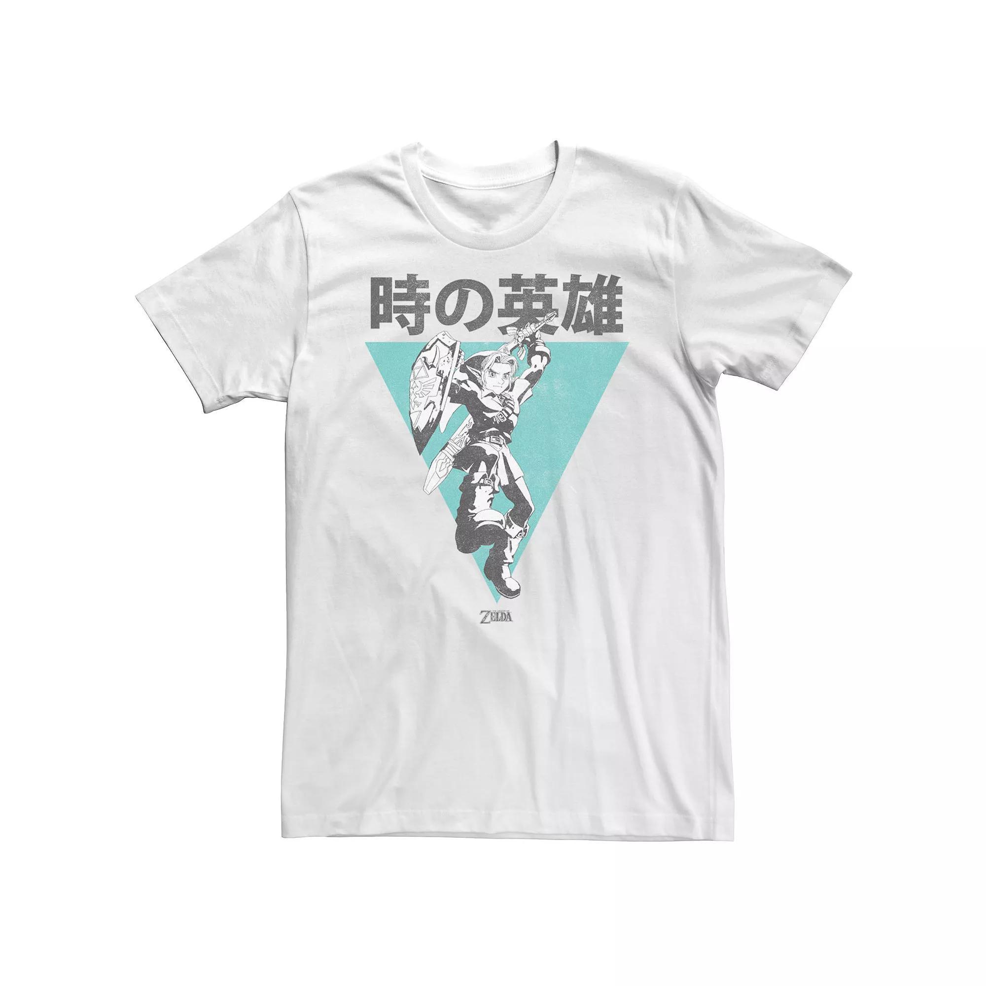 Big & Tall Nintendo Legend Of Zelda Link Kanji Triangle Poster Tee, Men's, Size: 3XL, White Product Image