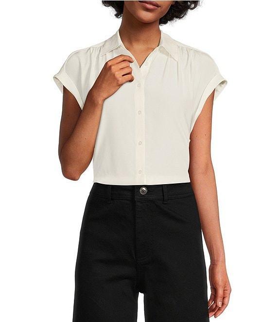 Antonio Melani Samantha Collared Short Sleeve Button Front Blouse Product Image