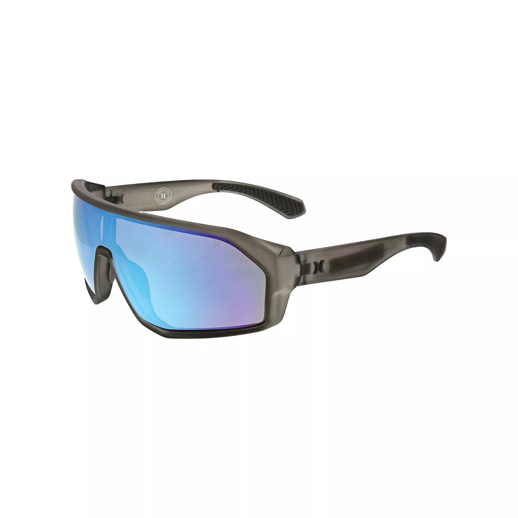 Men's Hurley 70mm Angular Shield Polarized Wrap Sunglasses, Gray Product Image