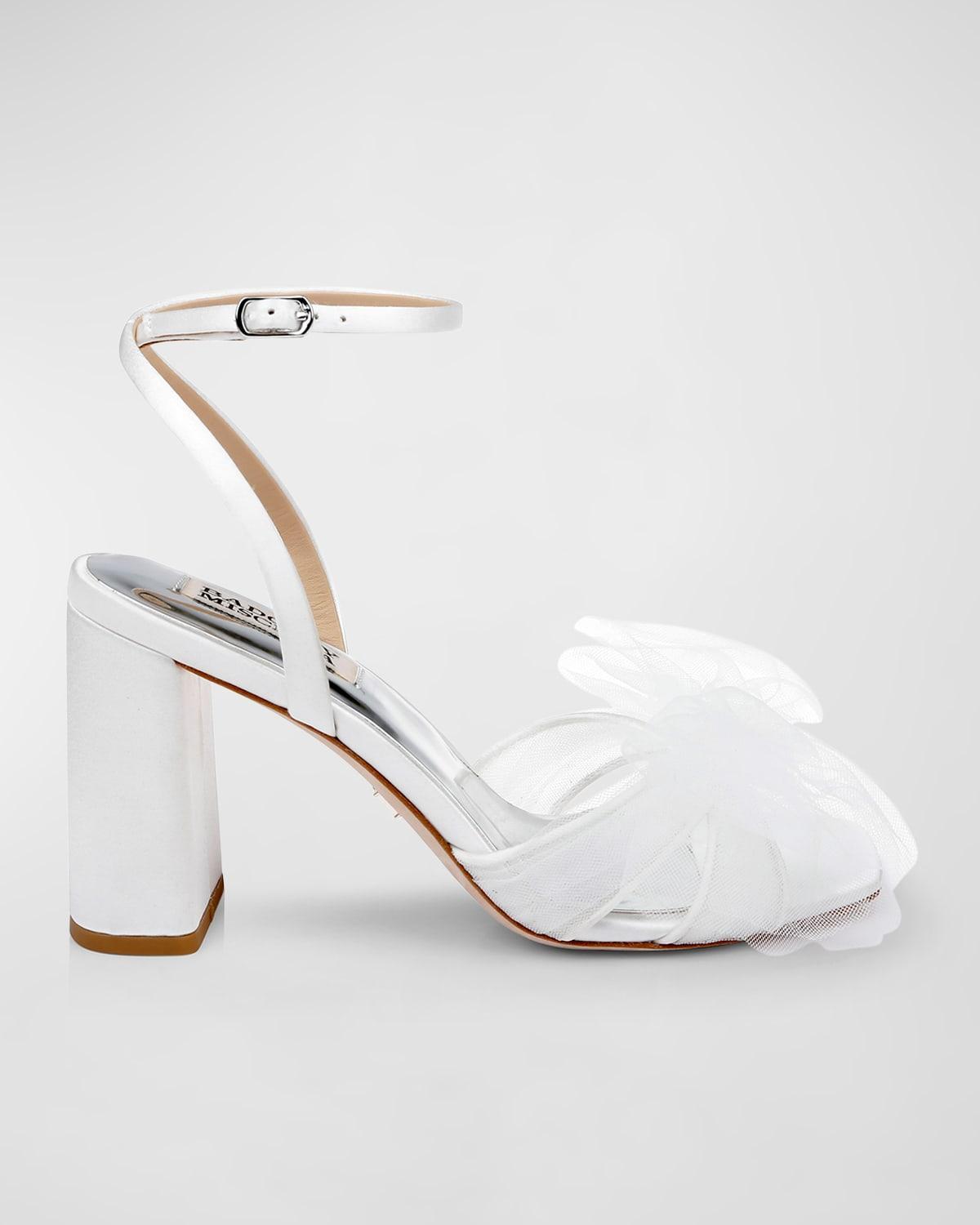 Tess Tulle Bow Ankle-Strap Sandals Product Image