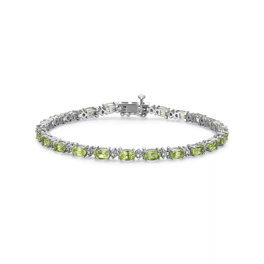 Sterling Silver Birthstone Diamond Accent Tennis Bracelet, Women's, Size: 7.25", Genuine Peridot August Product Image