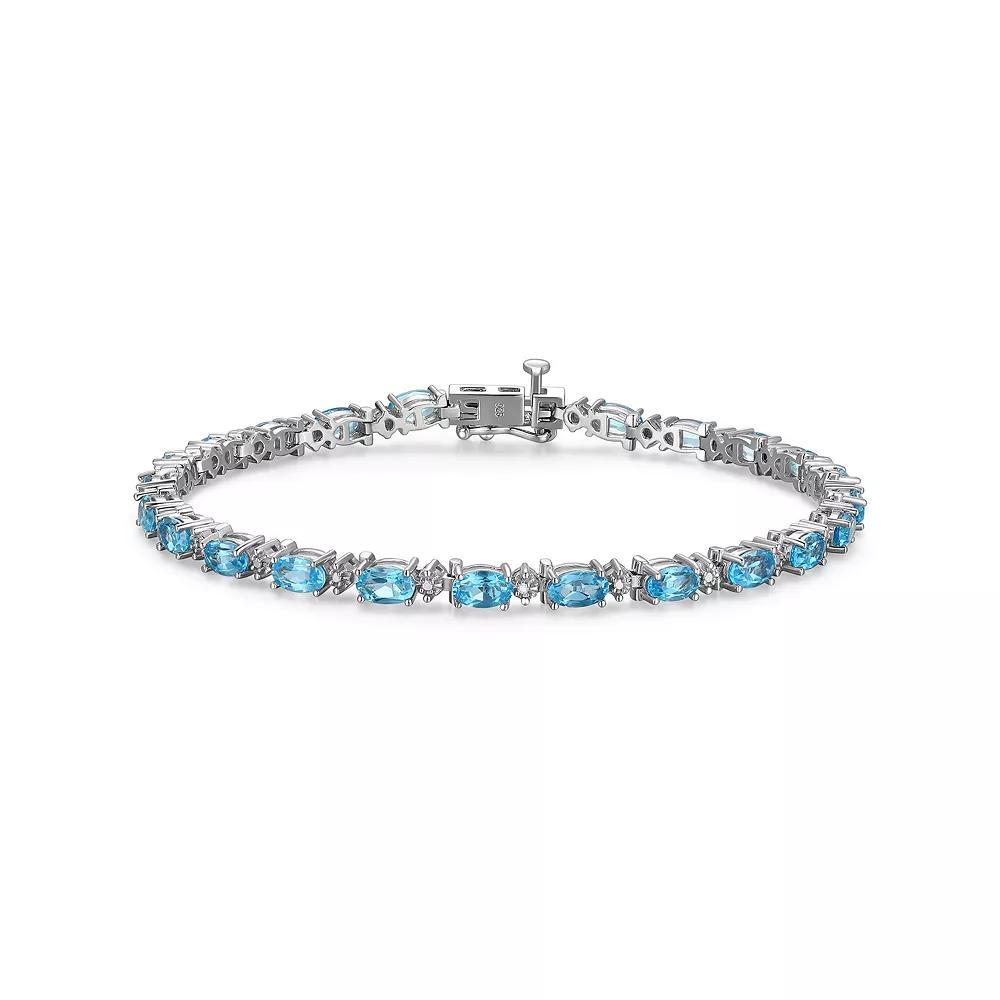 Sterling Silver Birthstone Diamond Accent Tennis Bracelet, Women's, Size: 7.25", Genuine Peridot August Product Image