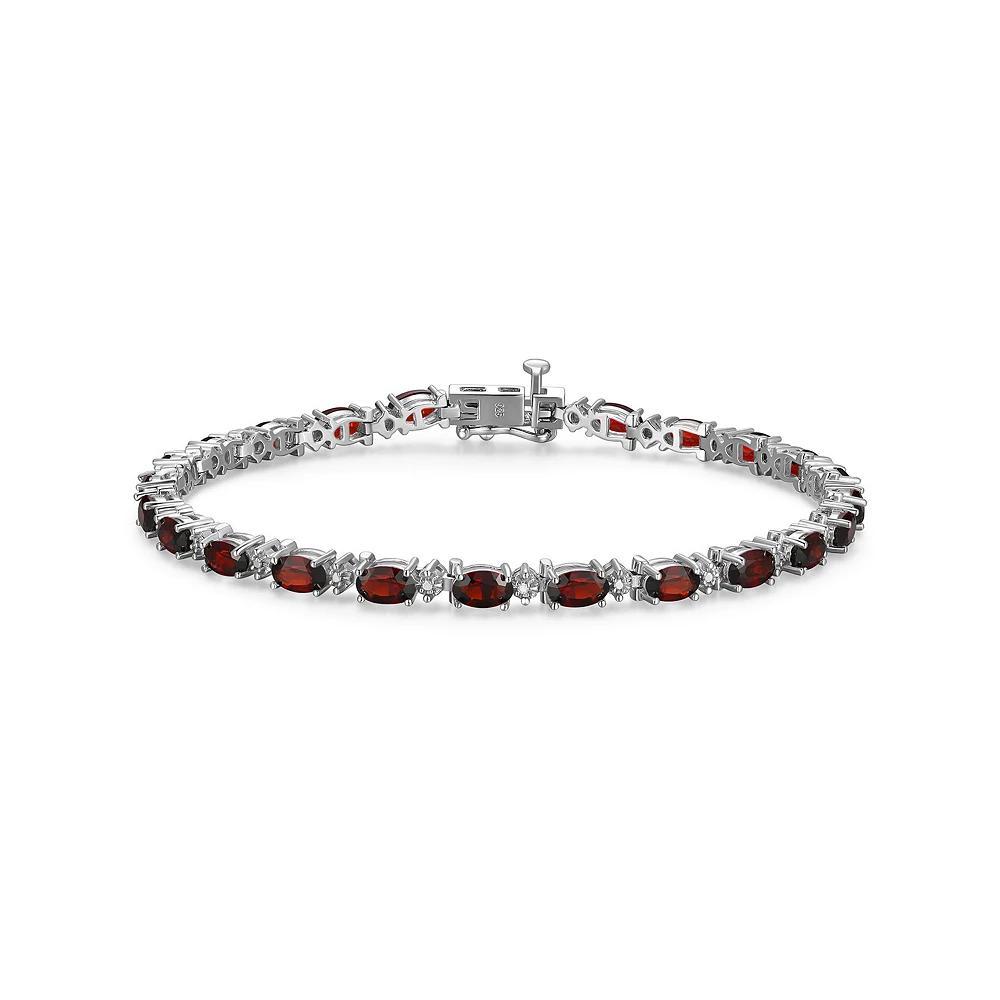 Sterling Silver Birthstone Diamond Accent Tennis Bracelet, Women's, Size: 7.25", Genuine Red January Product Image