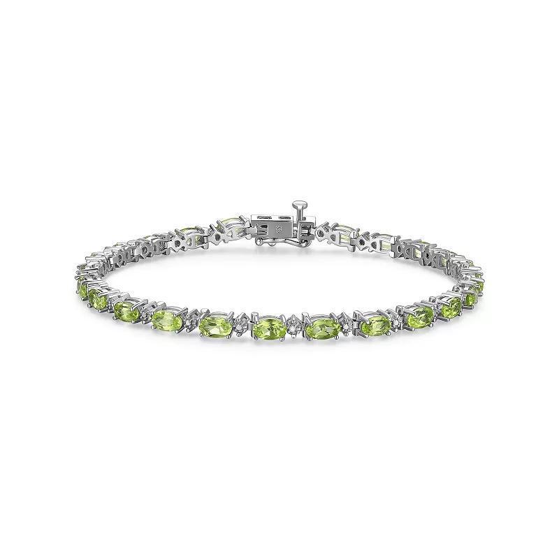Sterling Silver Birthstone Diamond Accent Tennis Bracelet, Women's, Size: 7.25", Genuine Peridot August Product Image