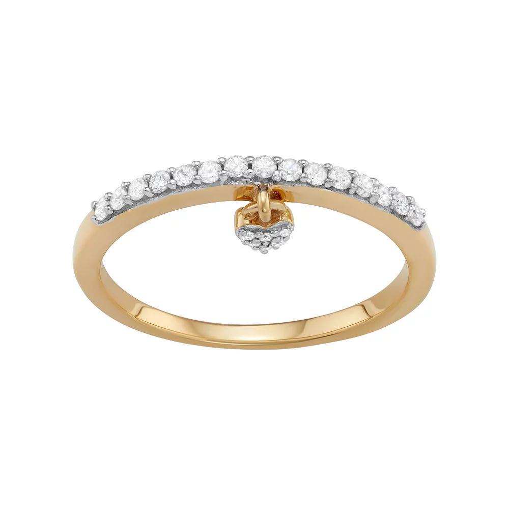 Jewelexcess Sterling Silver 1/5 Carat T.W. Diamond Heart Charm Ring, Women's, Size: 6, Gold Tone Product Image