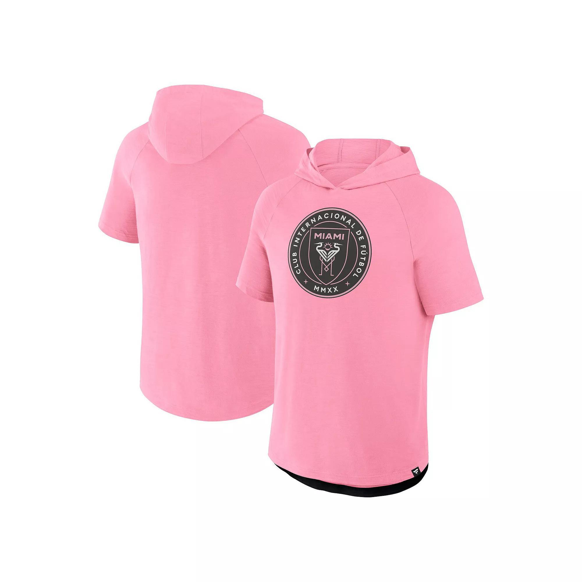 Men's Fanatics Pink Inter Miami CF Hat Trick Stadium Slub Raglan Short Sleeve Pullover Hoodie, Size: Small, Mls Pink Product Image