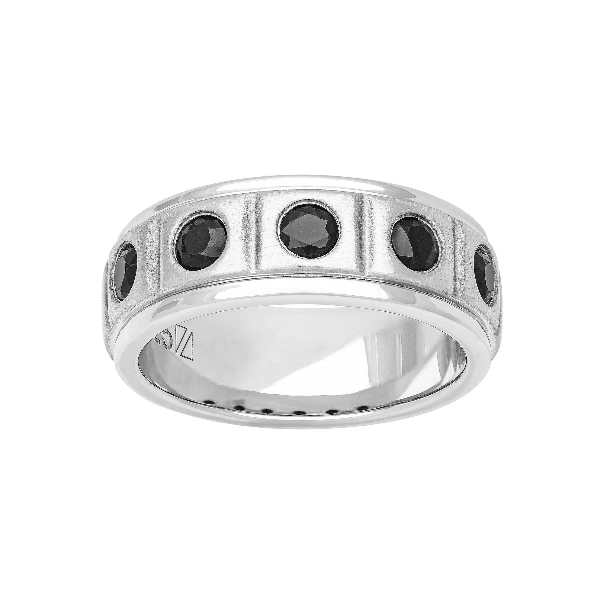 Men's Sterling Silver Black Sapphire Band, Size: 12, Silver Tone Product Image