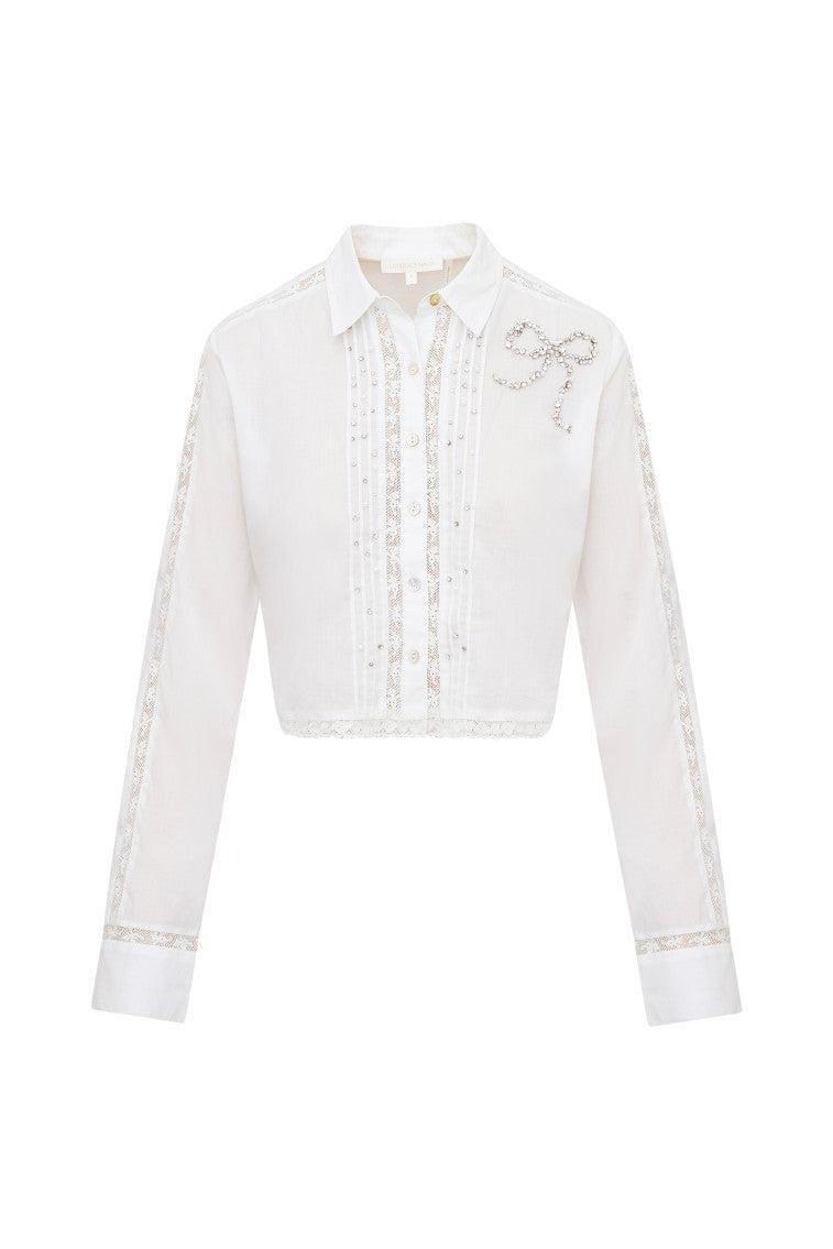 Embellished Rosaway Cotton Bow Top Product Image