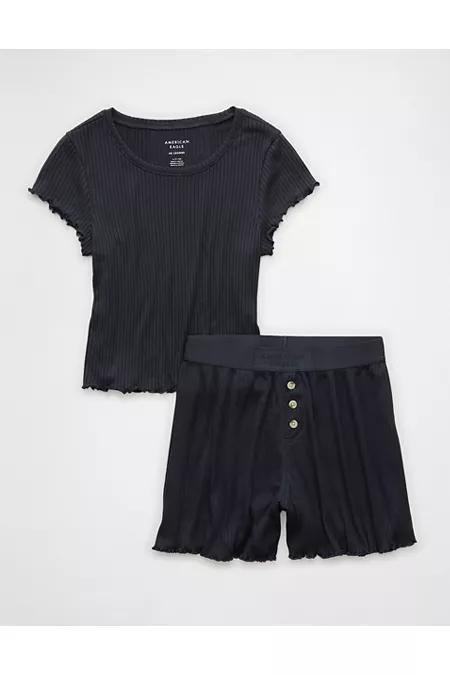 AE Ribbed Plush Baby Tee PJ Set Women's Product Image