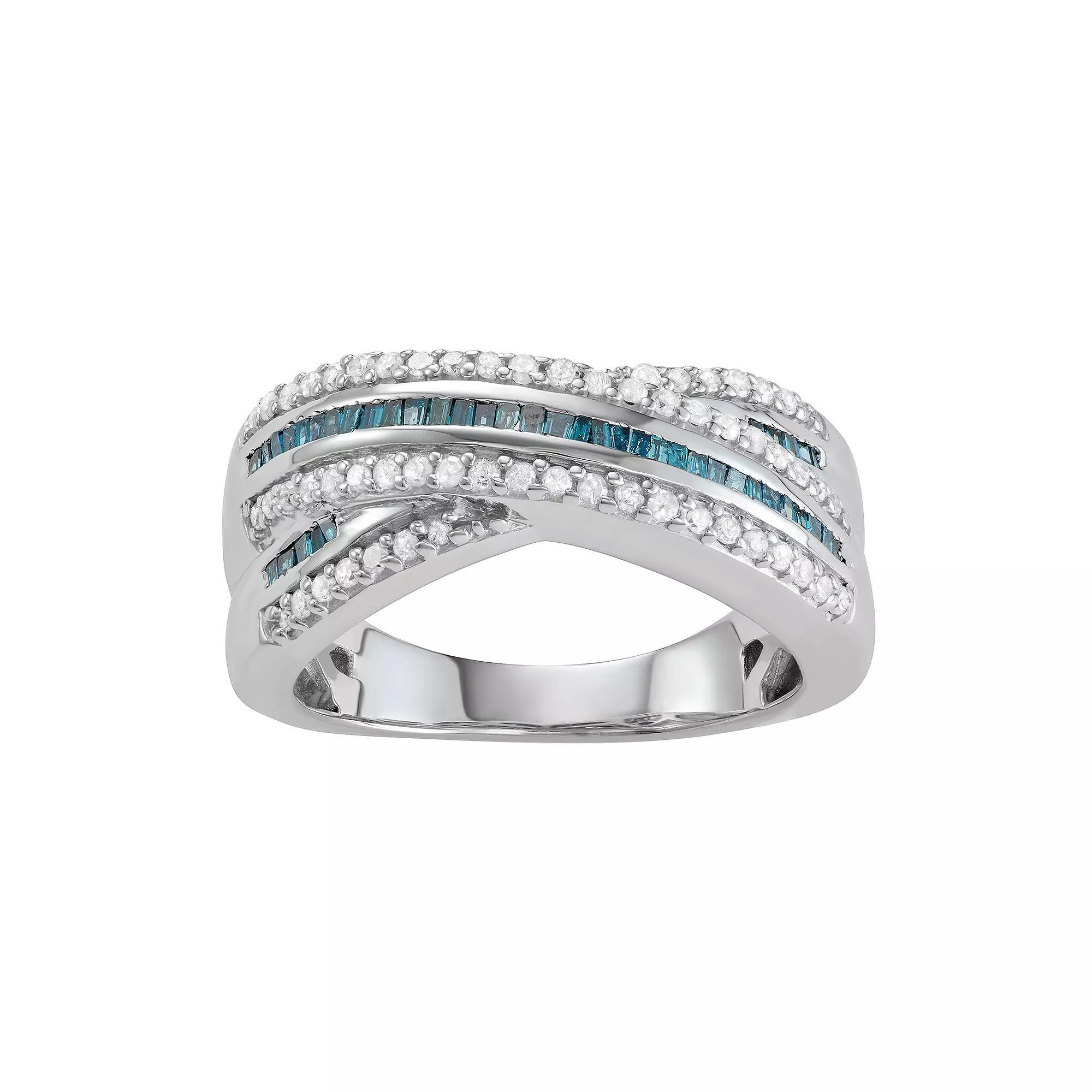 Jewelexcess Sterling Silver 1/2 C.T. Blue & White Diamond Ring, Women's, Size: 8, Silvertone Product Image