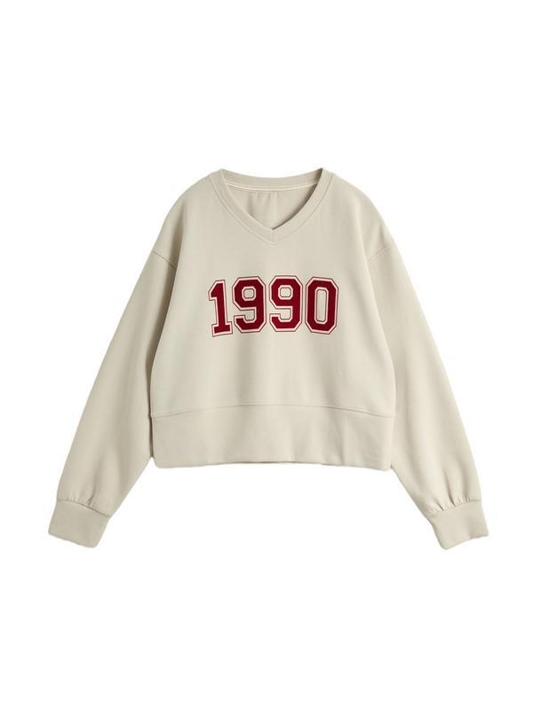 Vintage Number Print Oversized Hoodie Product Image