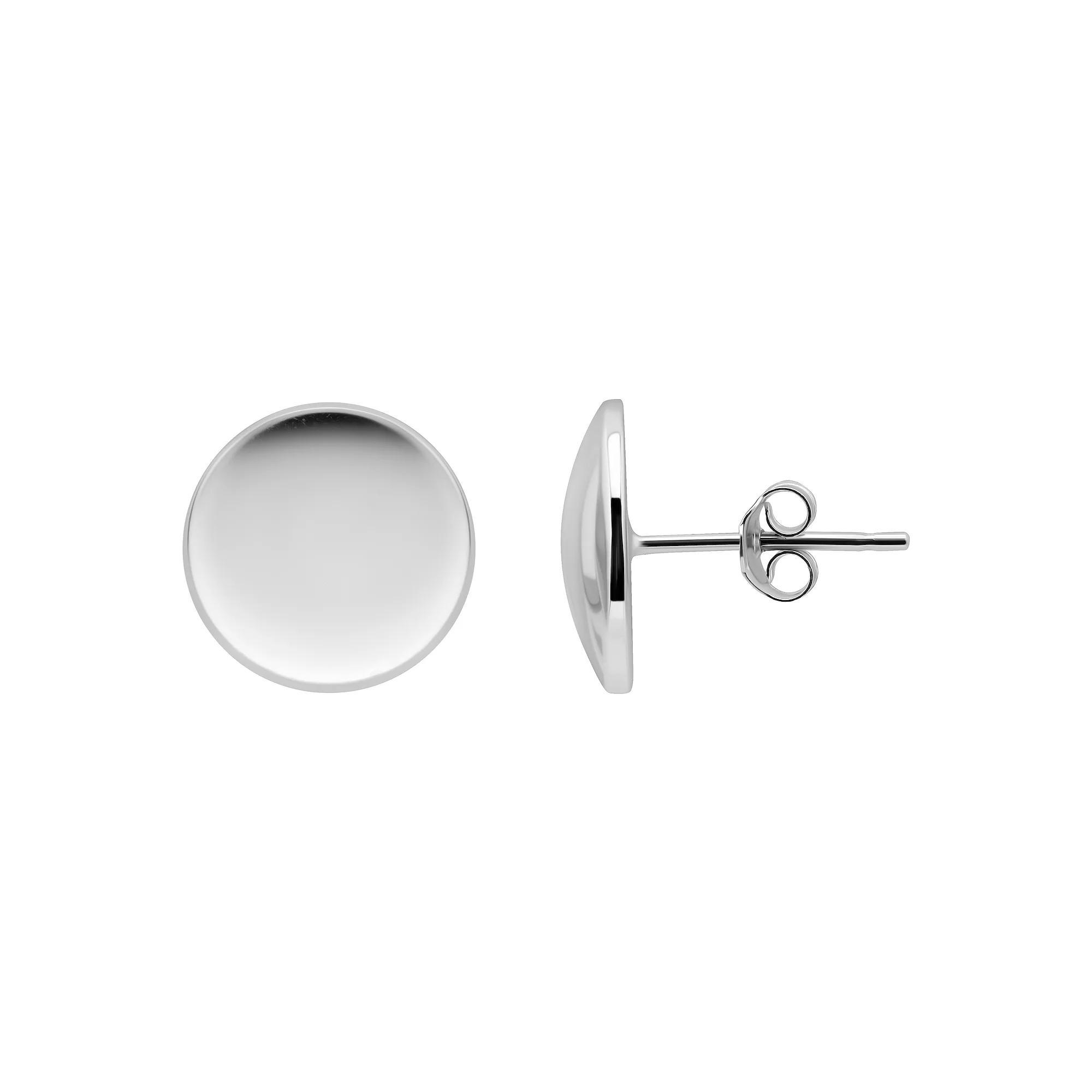 Aleure Precioso Round High Polished Dome Post Earrings, Women's, Sterling Product Image
