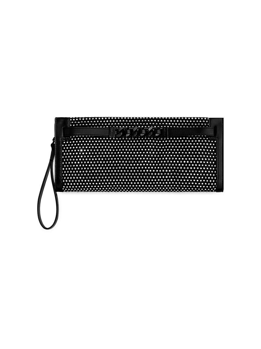 Womens Crystal-Embellished Curb Link Clutch Product Image