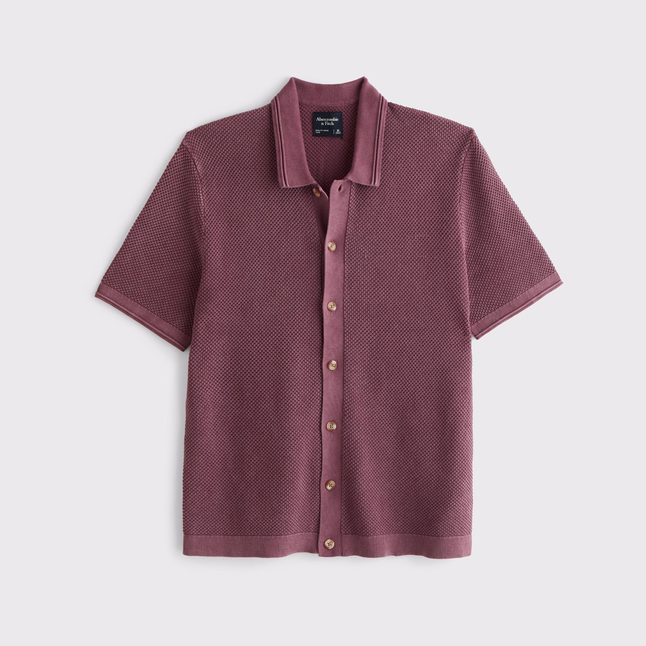 Garment-Dye Button-Through Sweater Polo Product Image