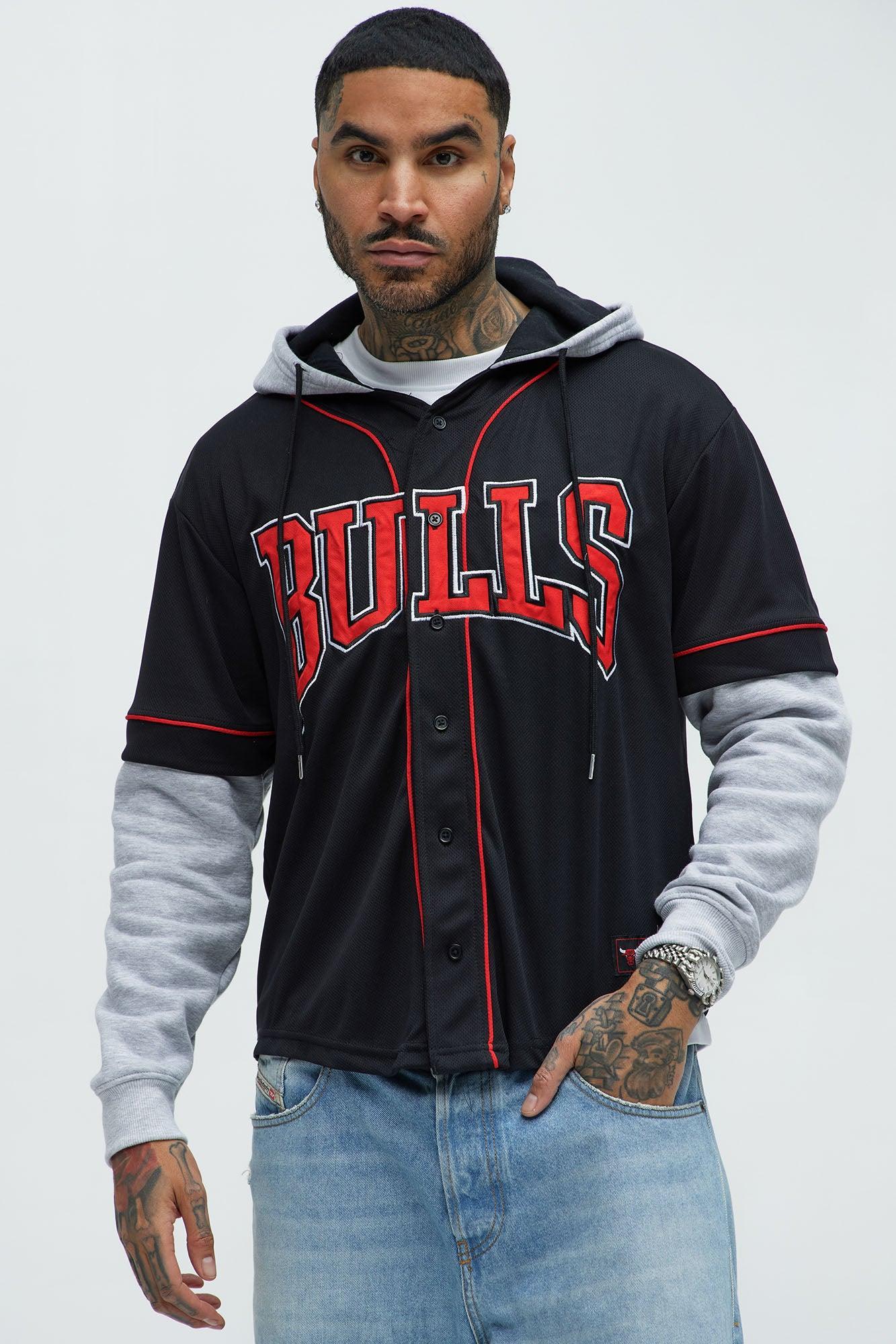 Bulls Clean Up Button Hoodie - Black Product Image