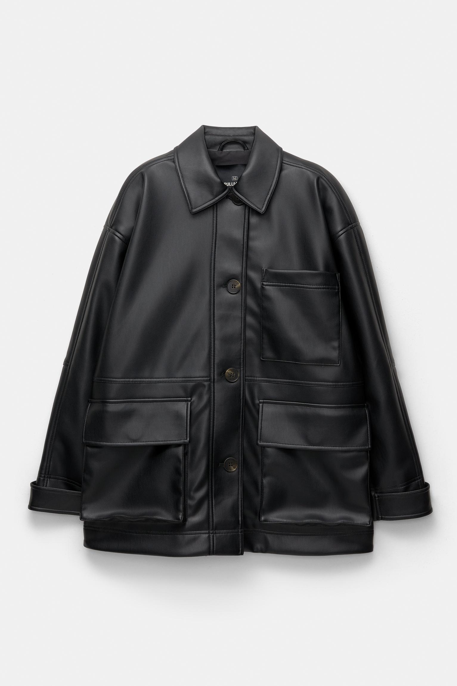 Long faux leather jacket Product Image
