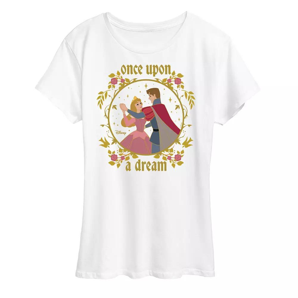 Disneys Sleeping Beauty Aurora & Prince Phillip Womens Once Upon A Dream Graphic Tee Heather Grey Product Image