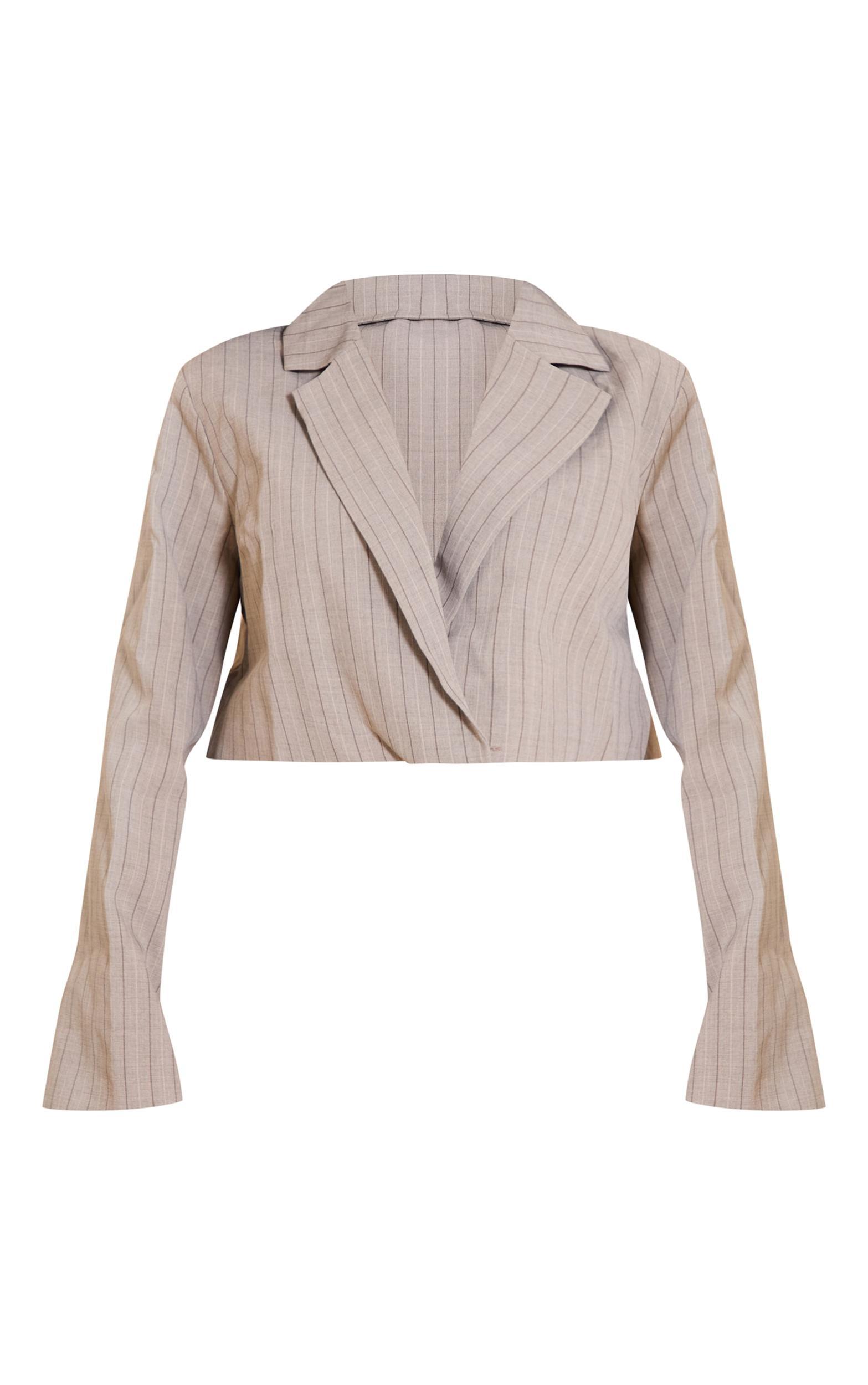 Plus Taupe Boxy Cropped Blazer Product Image