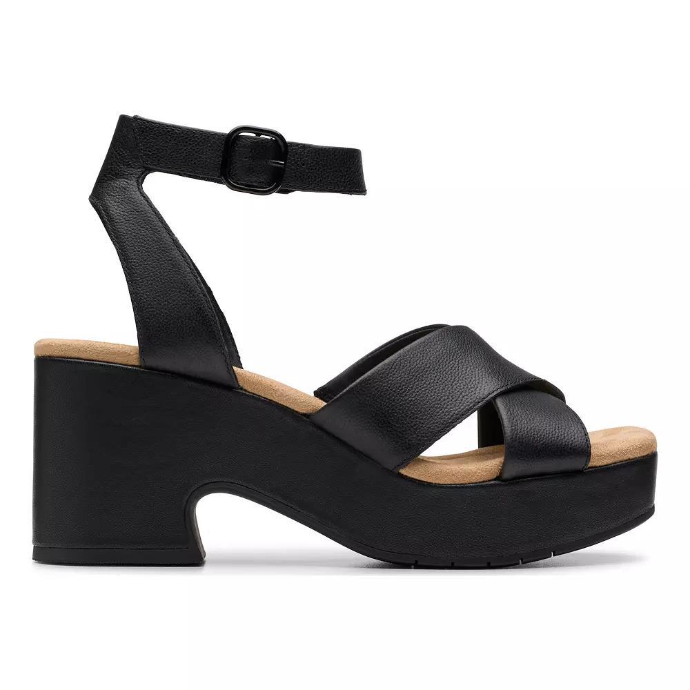 Clarks® Nerisa Pearl Women's Leather Wedge Sandals, Size: 10 Medium, Black Product Image