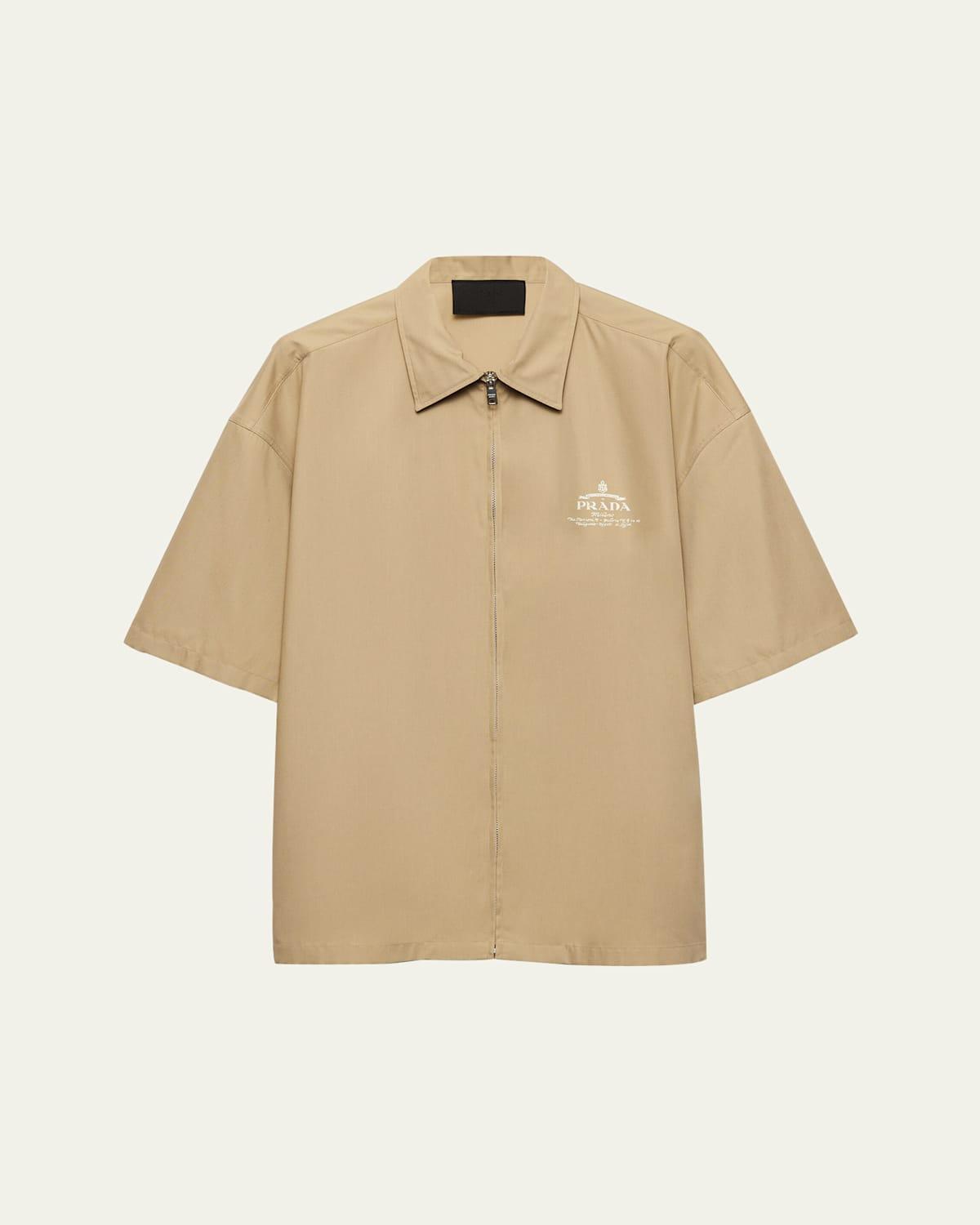 Mens Short-Sleeved Technical Cotton Shirt Product Image