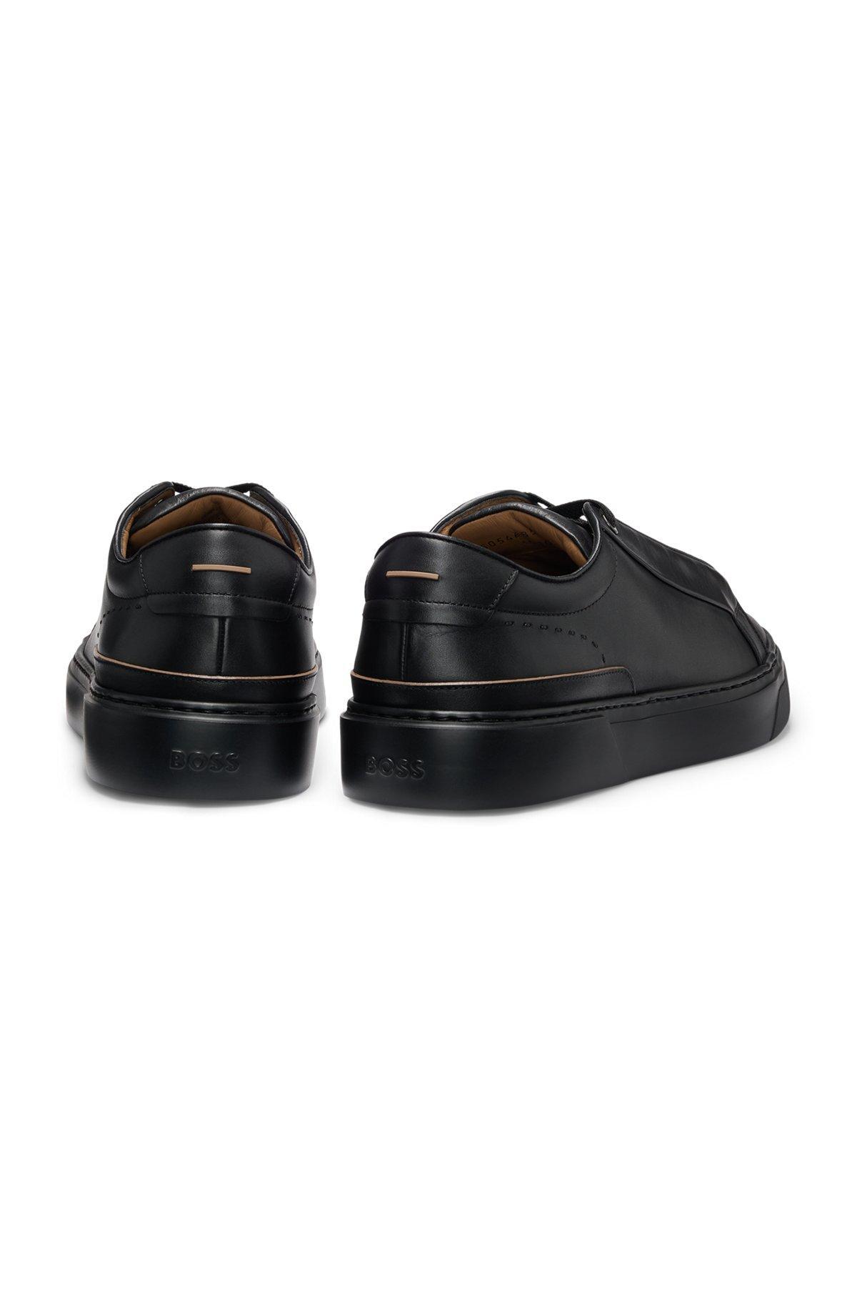 BOSS - Gary leather trainers with hidden laces - Black Product Image