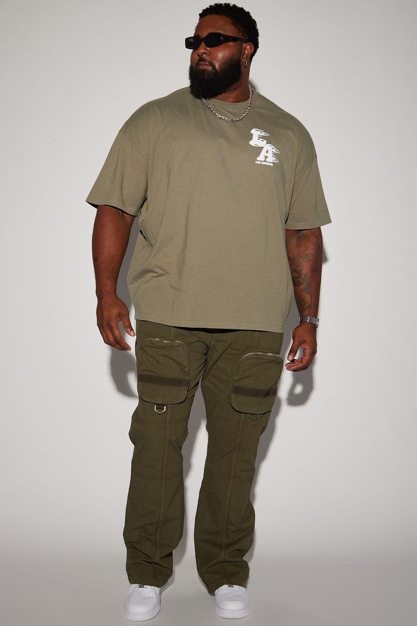 Do It Anyway Stacked Slim Flare Pants - Olive Product Image
