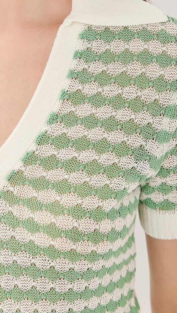 Zimmermann Everley Scallop Knit Polo Tee | Shopbop Product Image