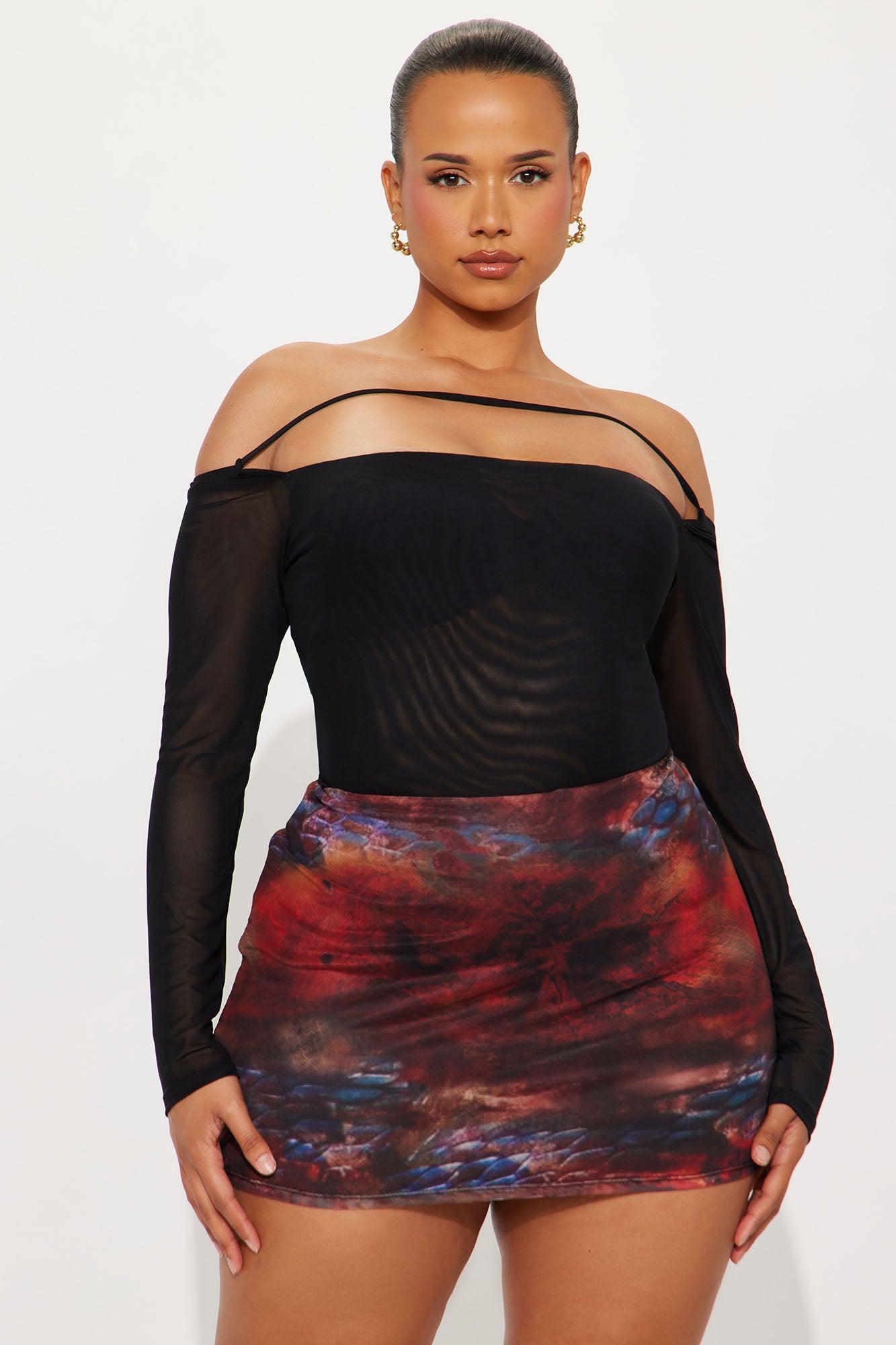 Blake Mesh Off Shoulder Bodysuit - Black Product Image