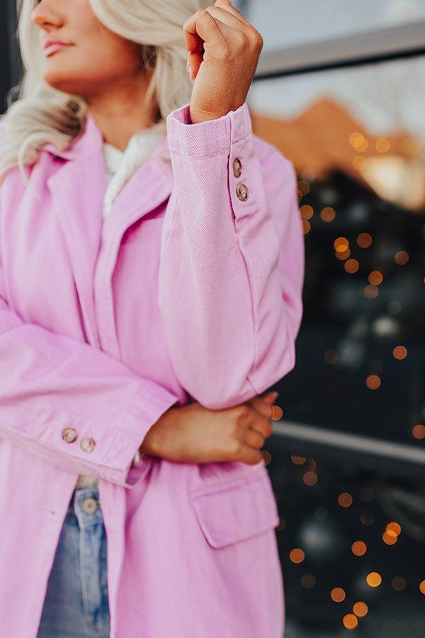 Back To You Denim Blazer In Pink Product Image