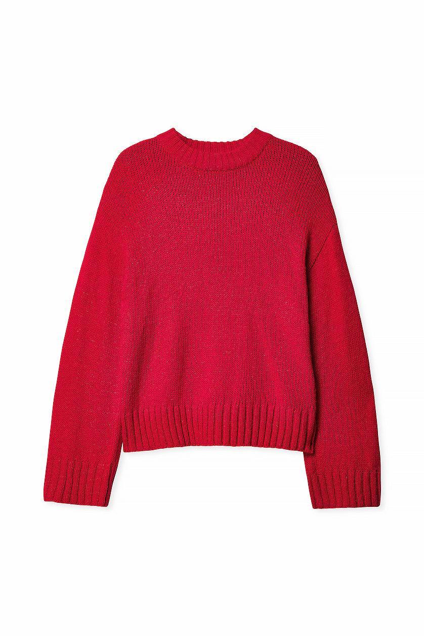 Round Neck Knitted Sweater Blue Product Image