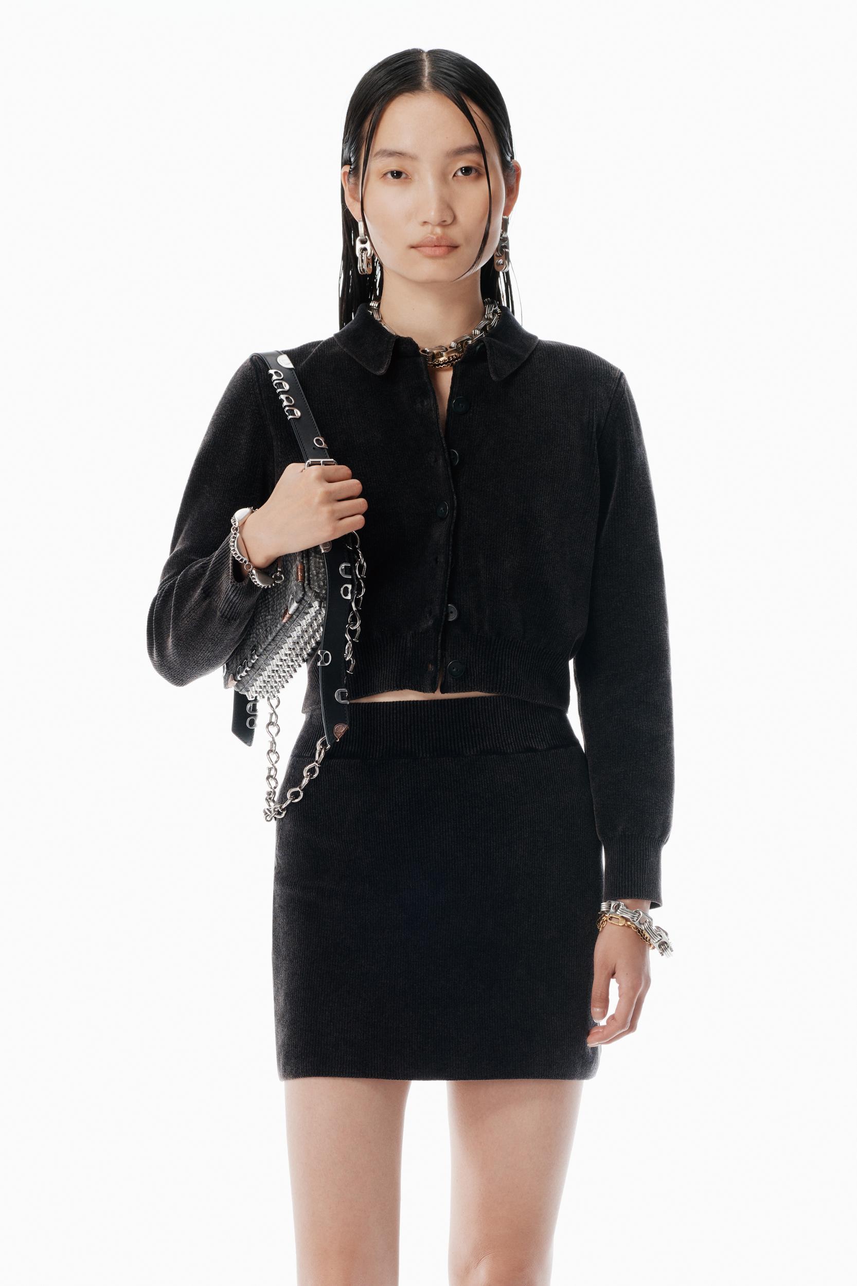 Black Cotton-blend Chenille Cardigan Product Image