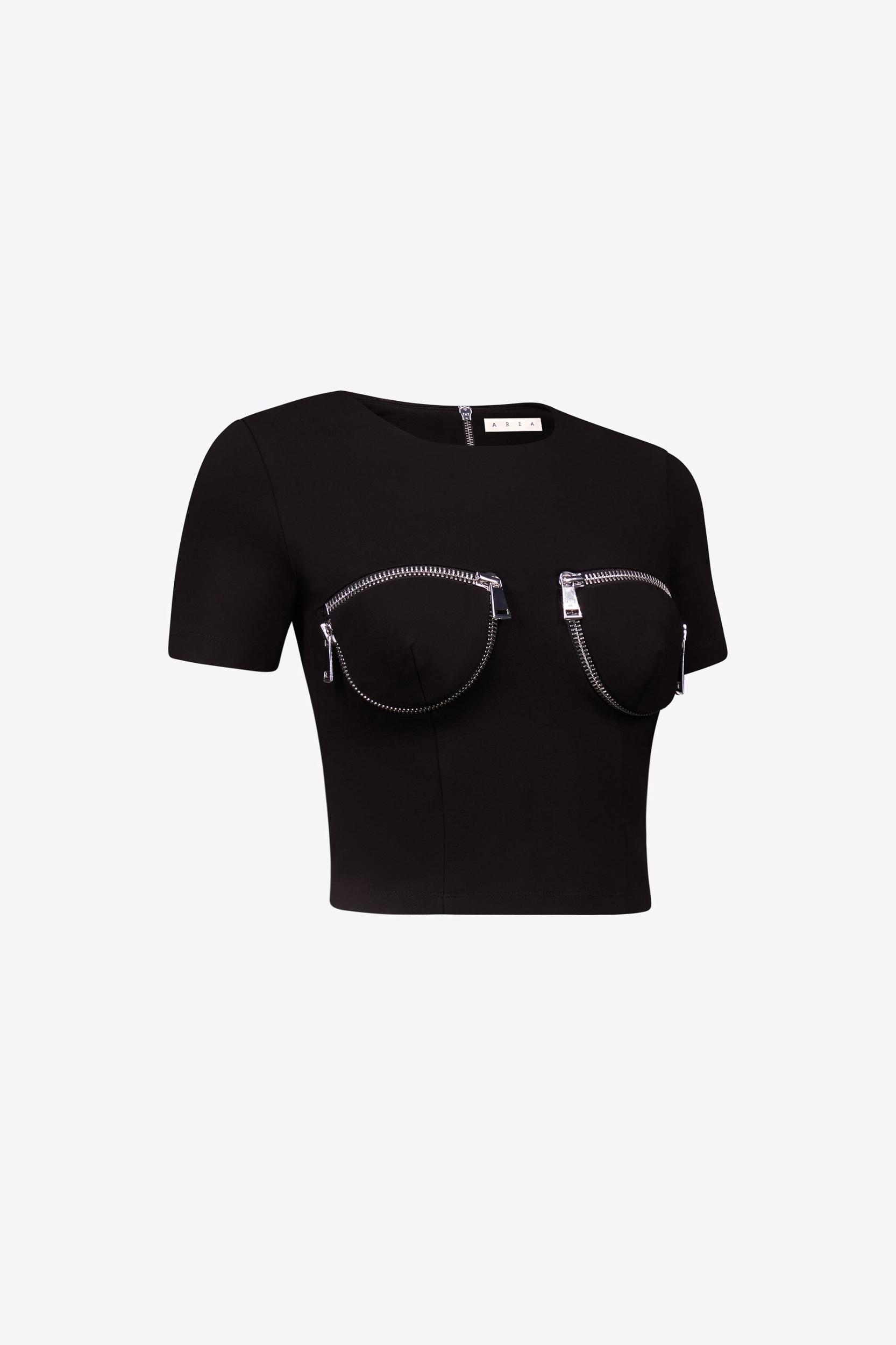 Zipper Bustier Cup T-Shirt Product Image