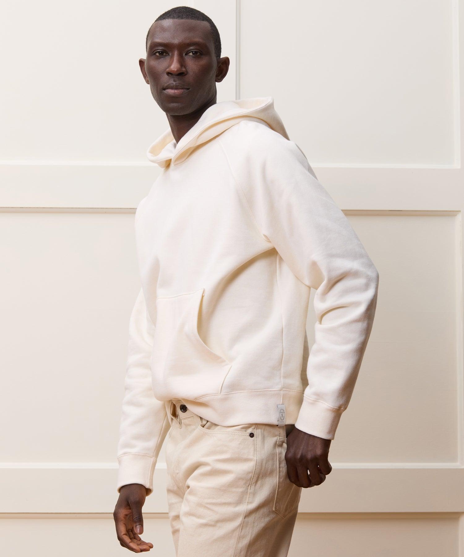 Cotton-Camelhair Fleece Hoodie in Vintage White Product Image