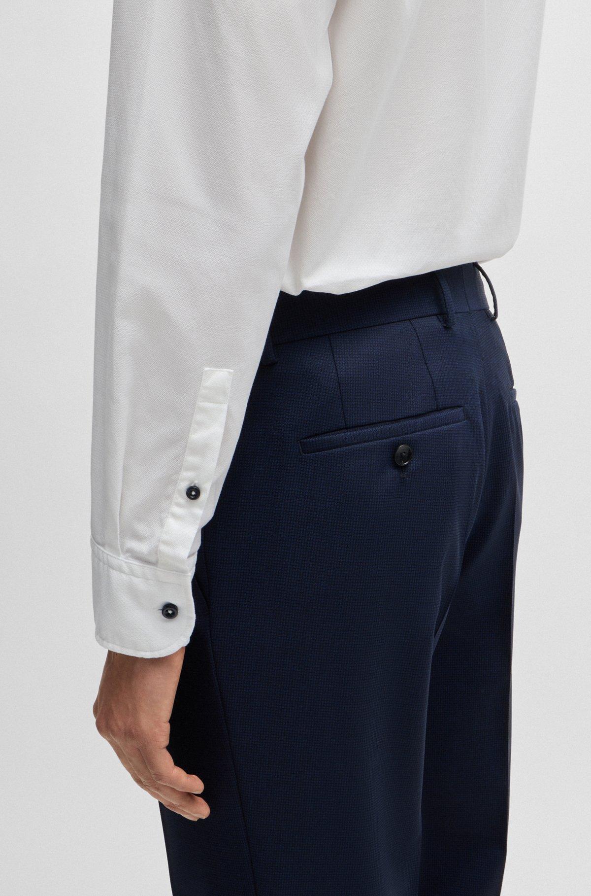 BOSS - Casual-fit shirt in structured cotton with spread collar - White Product Image