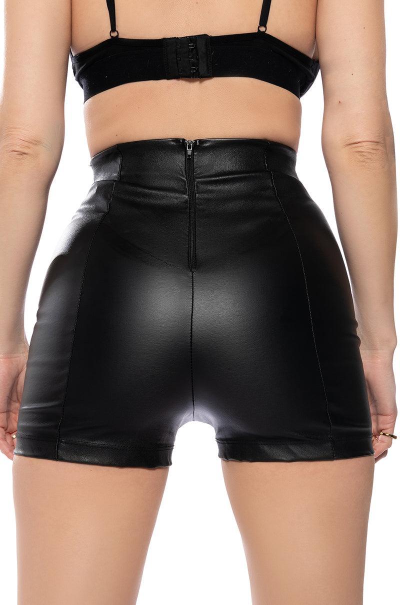 CLUB HIGH WAISTED PLEATHER SHORTS Product Image