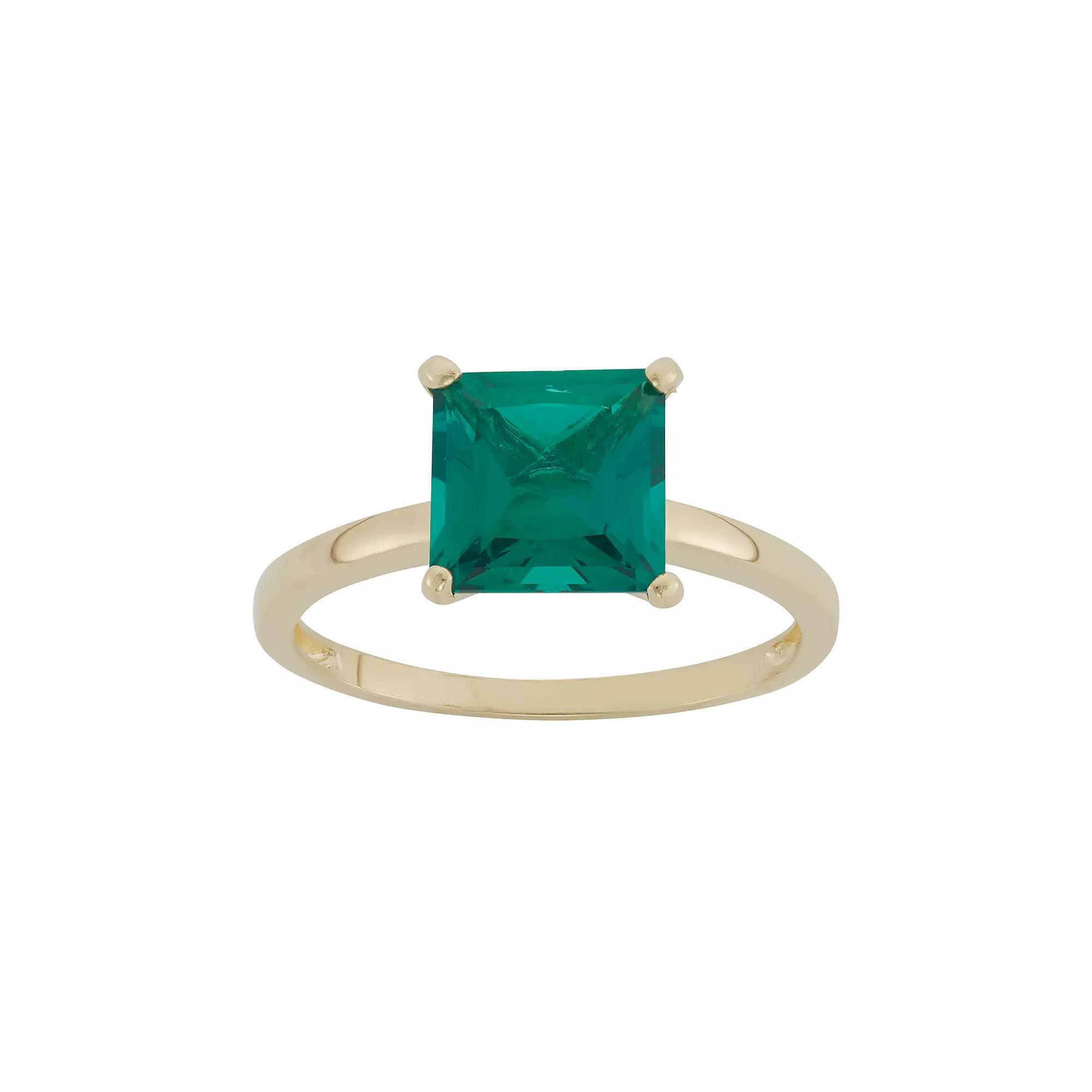 Designs by Gioelli Lab-Created Emerald 10k Gold Ring, Women's, Size: 9, Green Product Image