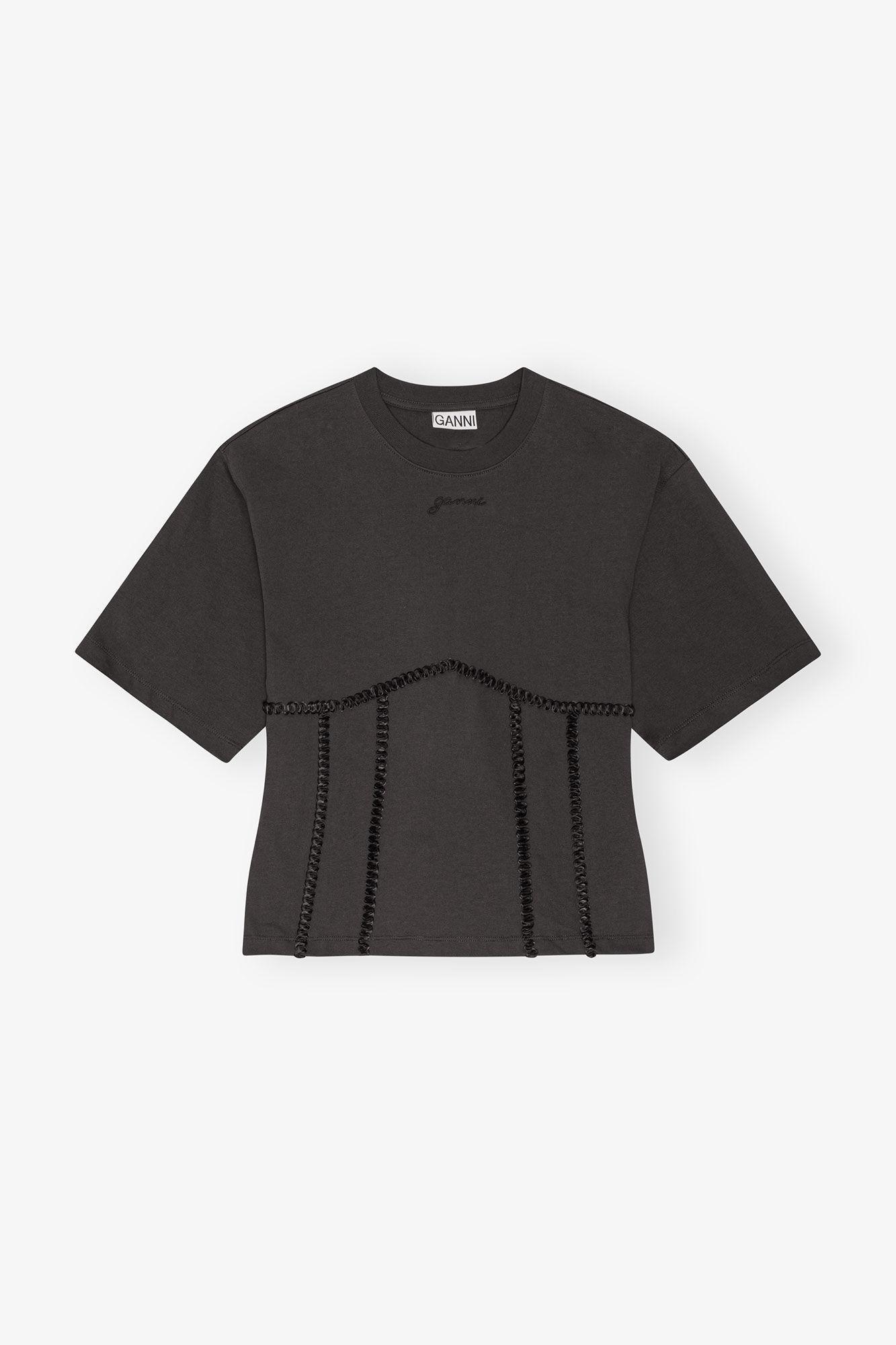 Black Cotton Tie Back T-shirt Product Image