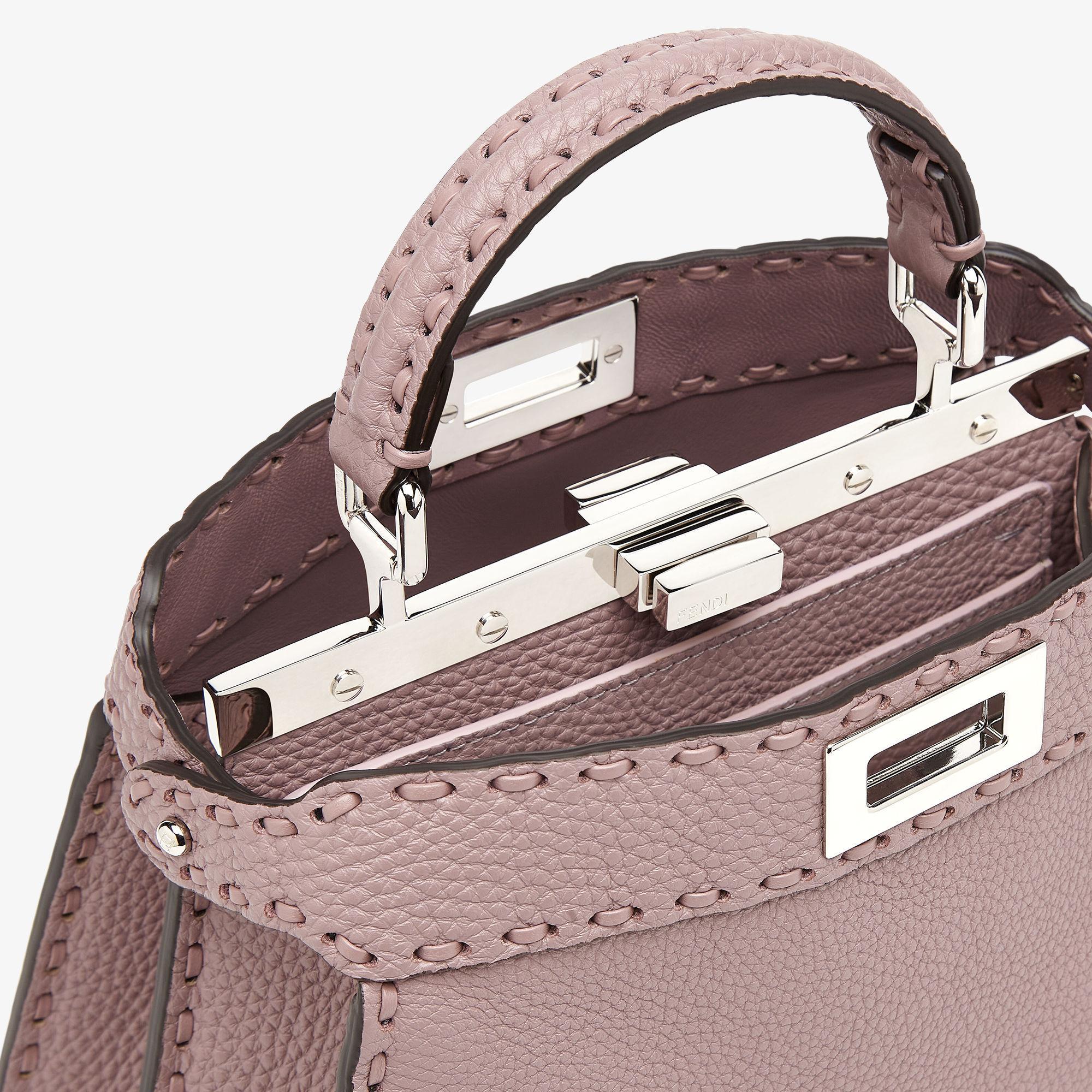 Peekaboo ISeeU SmallMauve pink Selleria bag with 556 hand-sewn topstitches Product Image