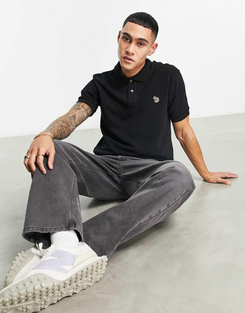PS Paul Smith regular fit logo short sleeve polo in black Product Image