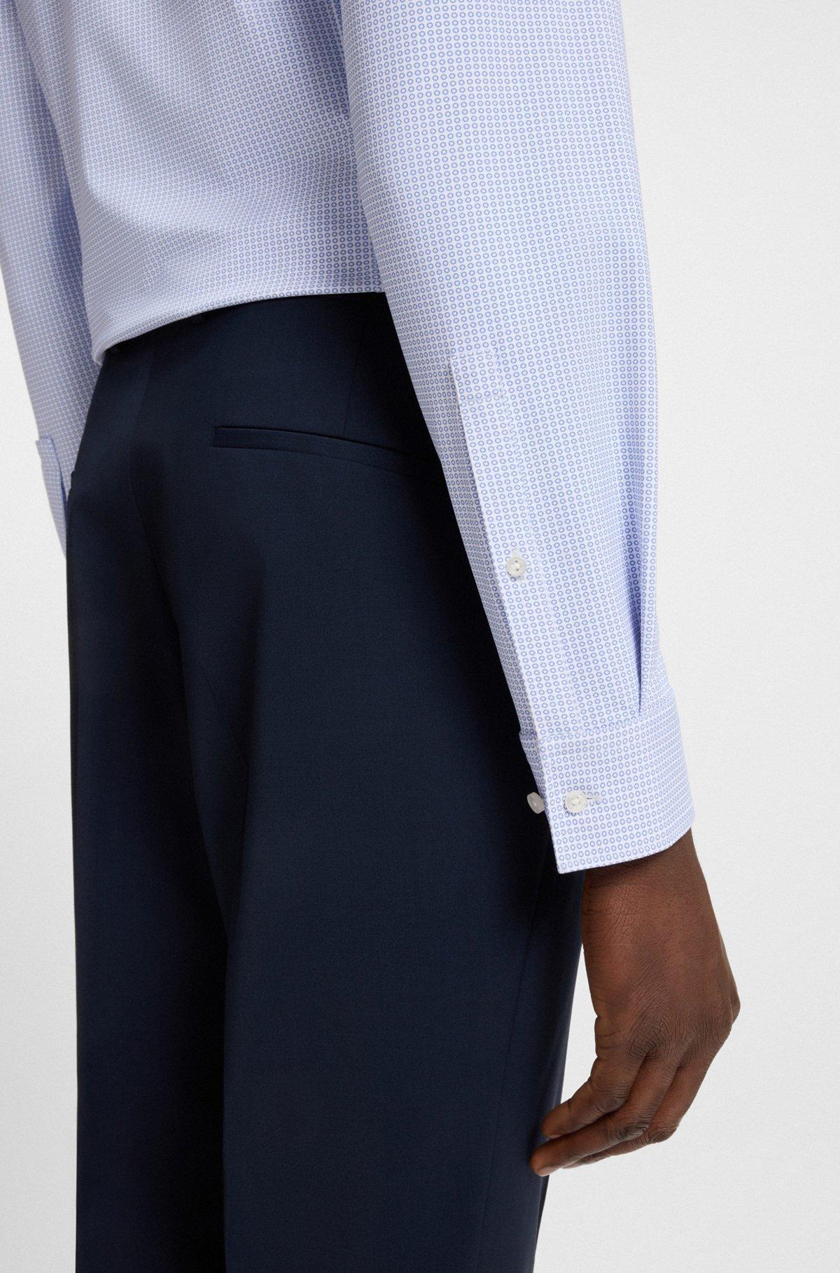 HUGO - Slim-fit shirt in printed performance-stretch jersey - Light Blue Product Image