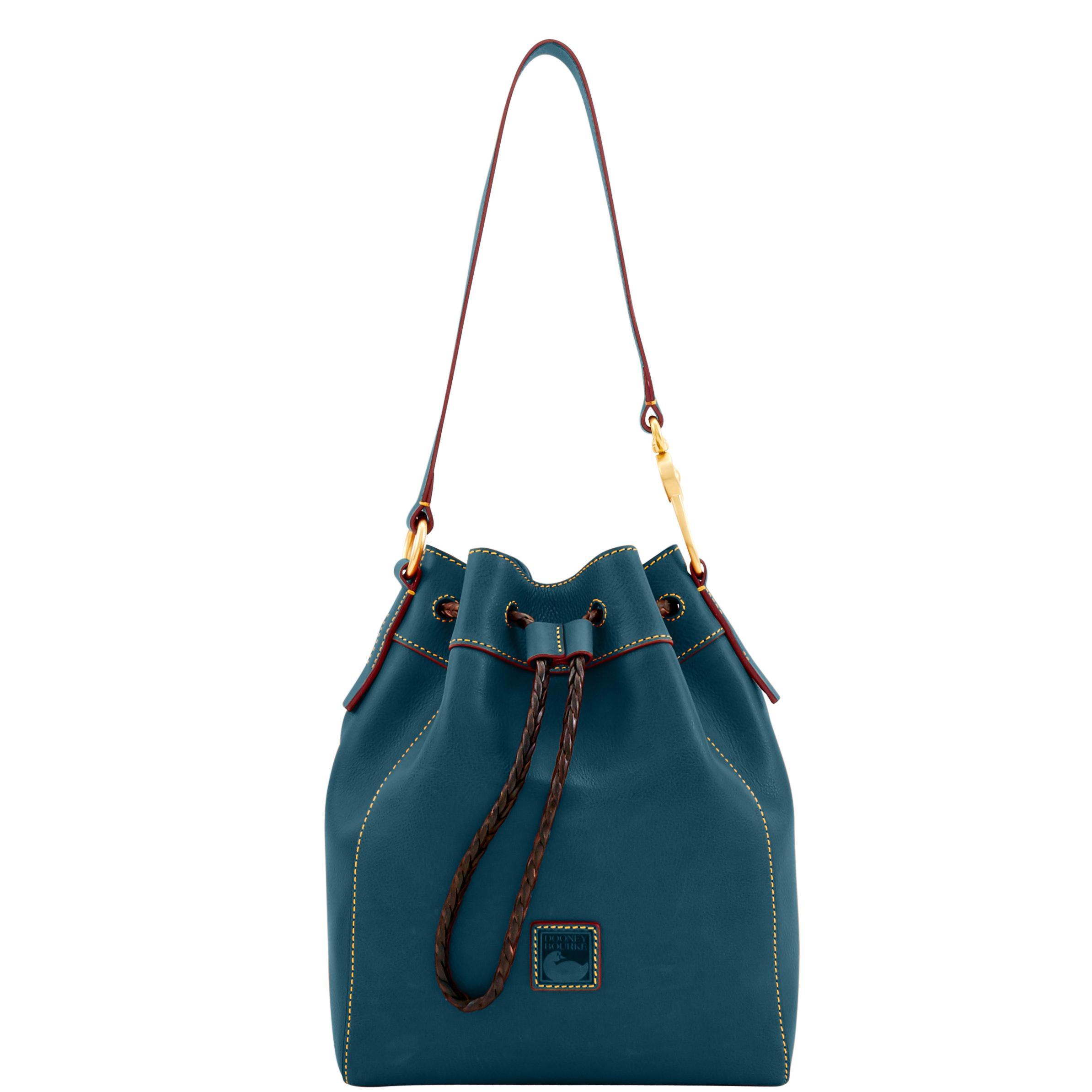 Dooney & Bourke Womens Florentine Hattie Drawstring Leather Shoulder Bag in Slate Product Image